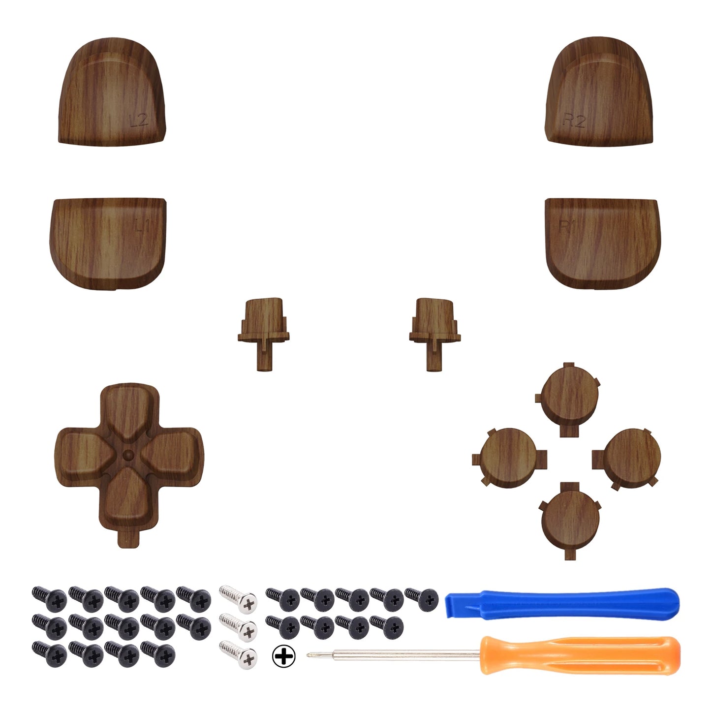 eXtremeRate Full Set Buttons Compatible with ps5 Controller BDM-010/020 - Wood Grain