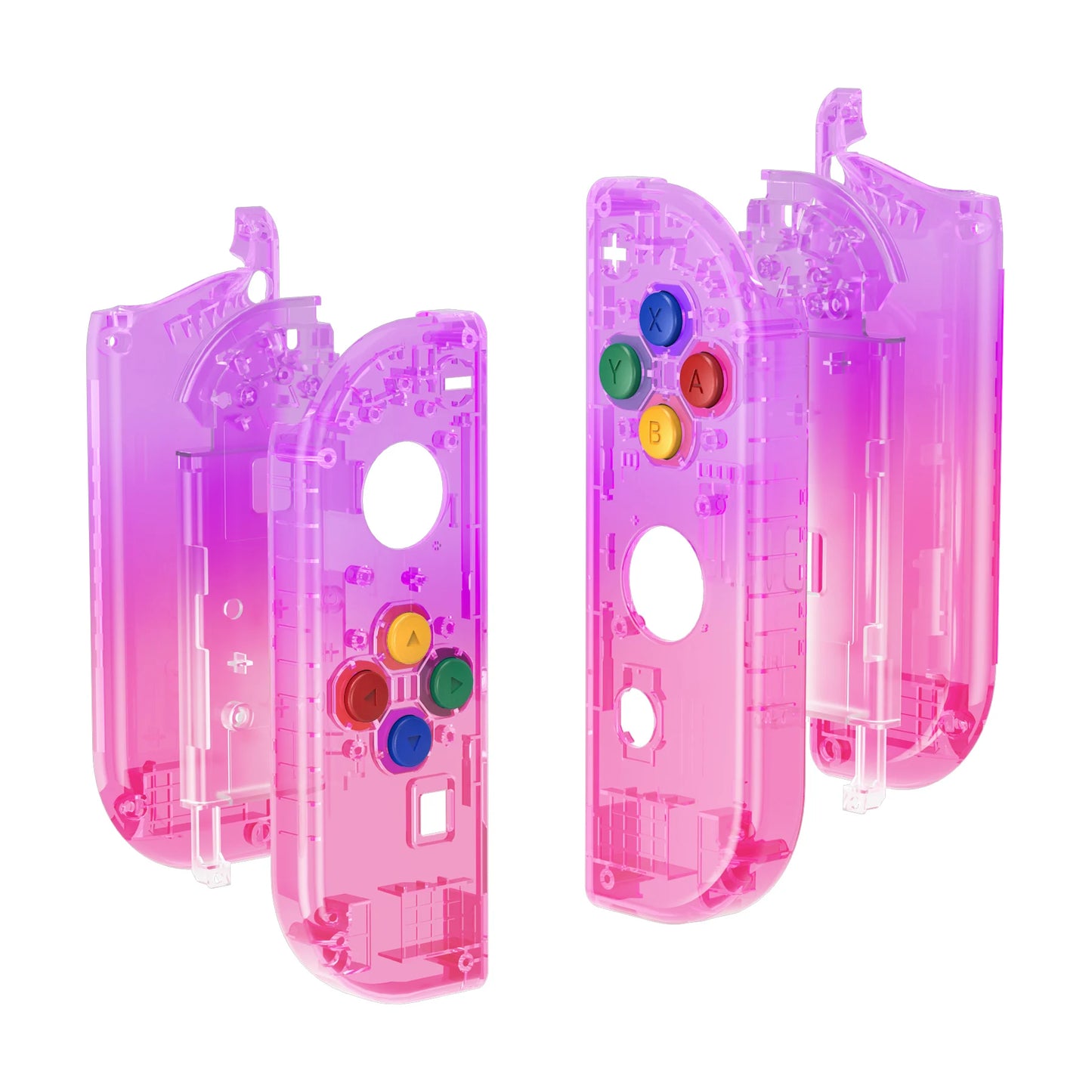 eXtremeRate DIY Replacement Shell Case for NS Switch & OLED JoyCon - Clear Rose Red