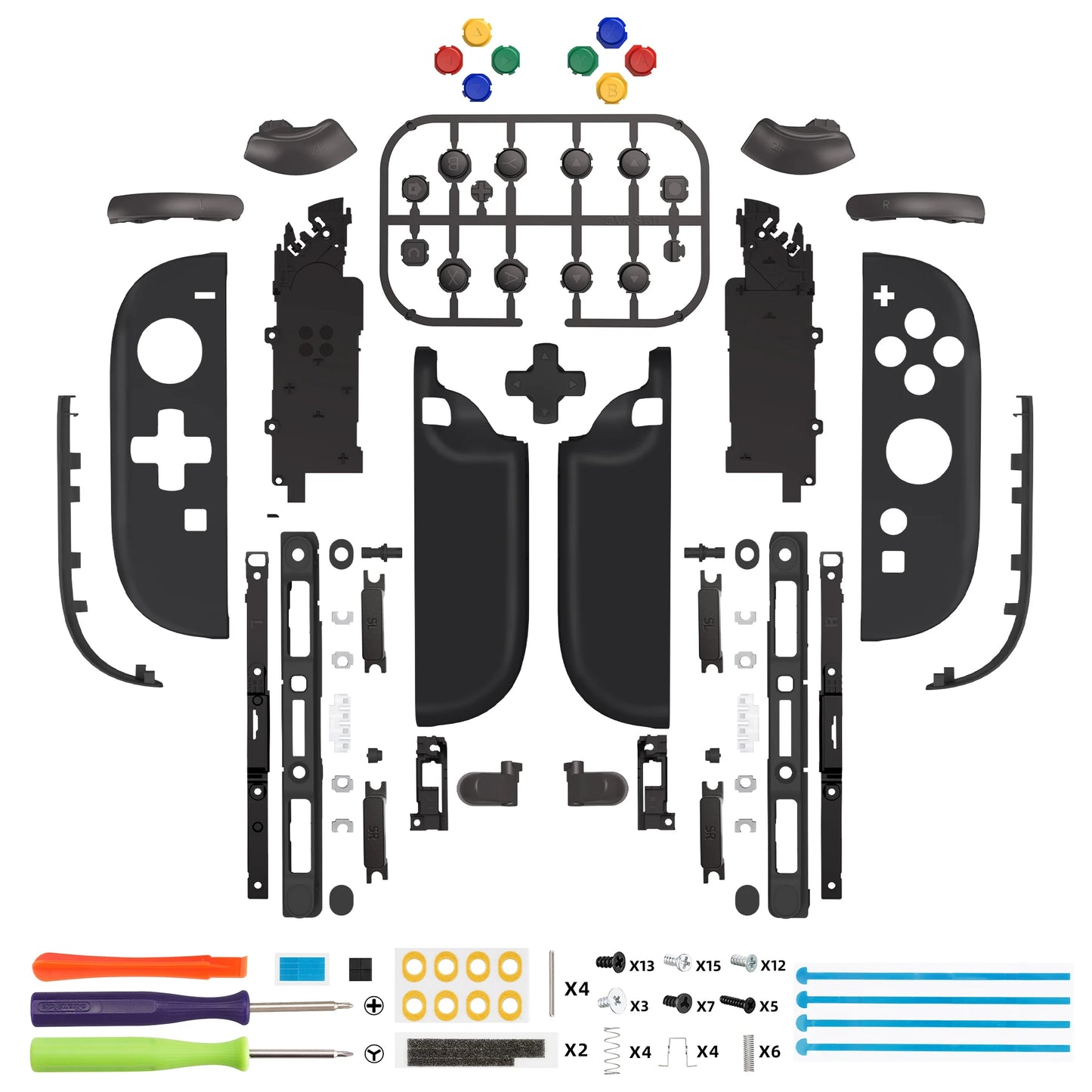 eXtremeRate DIY Replacement Housing (D-Pad Ver) Buttons for Joycon 2, Decorative Strips & Middle Bracket for Nintendo Switch 2