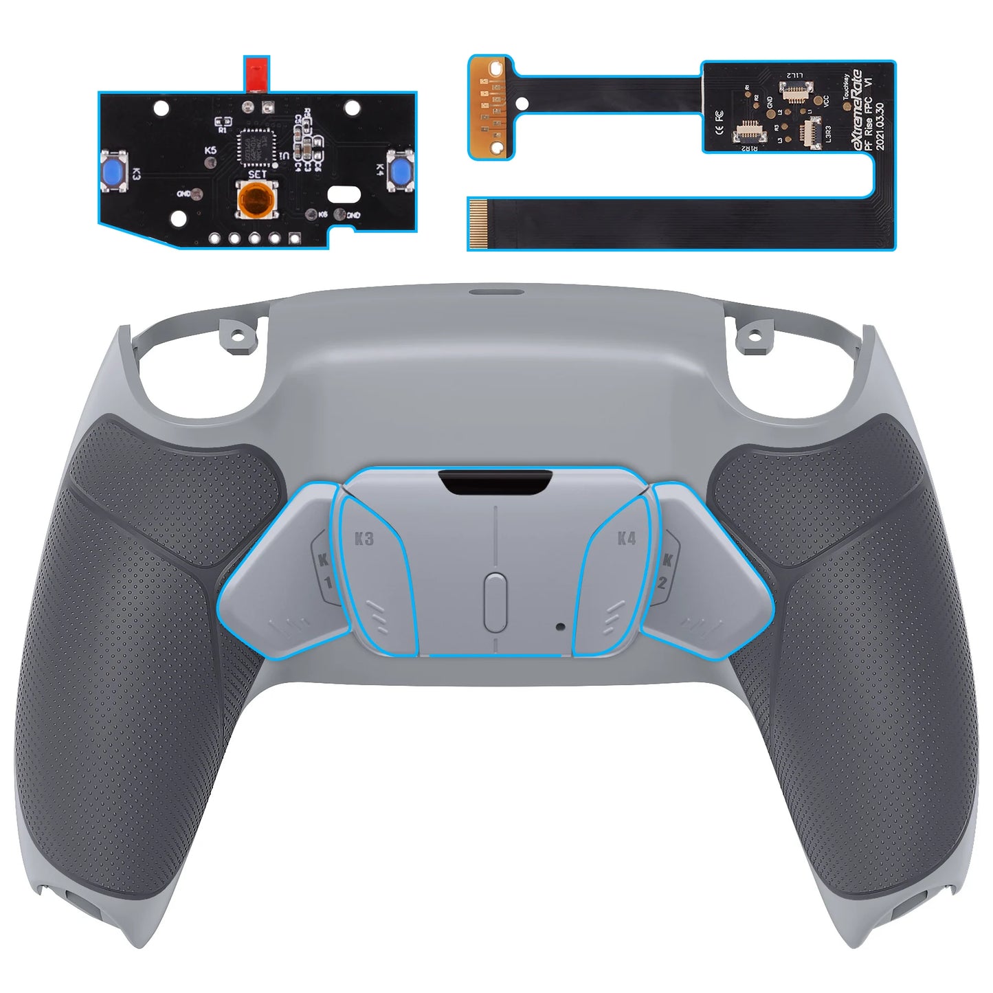 eXtremeRate Remappable RISE 4.0 Remap Kit, Upgrade Board & Redesigned Back Shell & 4 Back Buttons for ps5 Controller BDM-010&020