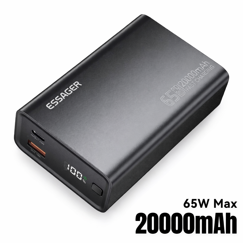 Essager Power Bank 20000mAh Portable PD 65W Fast Charging for iPhone17 16 15 Laptop Mac