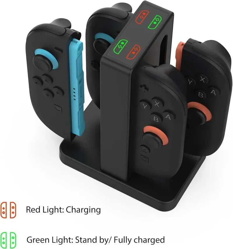 Magnetic Connection LED Indicator Charging Dock for Switch 2 JoyCons Controller Detachable Dock Station with 4 Charging Slots