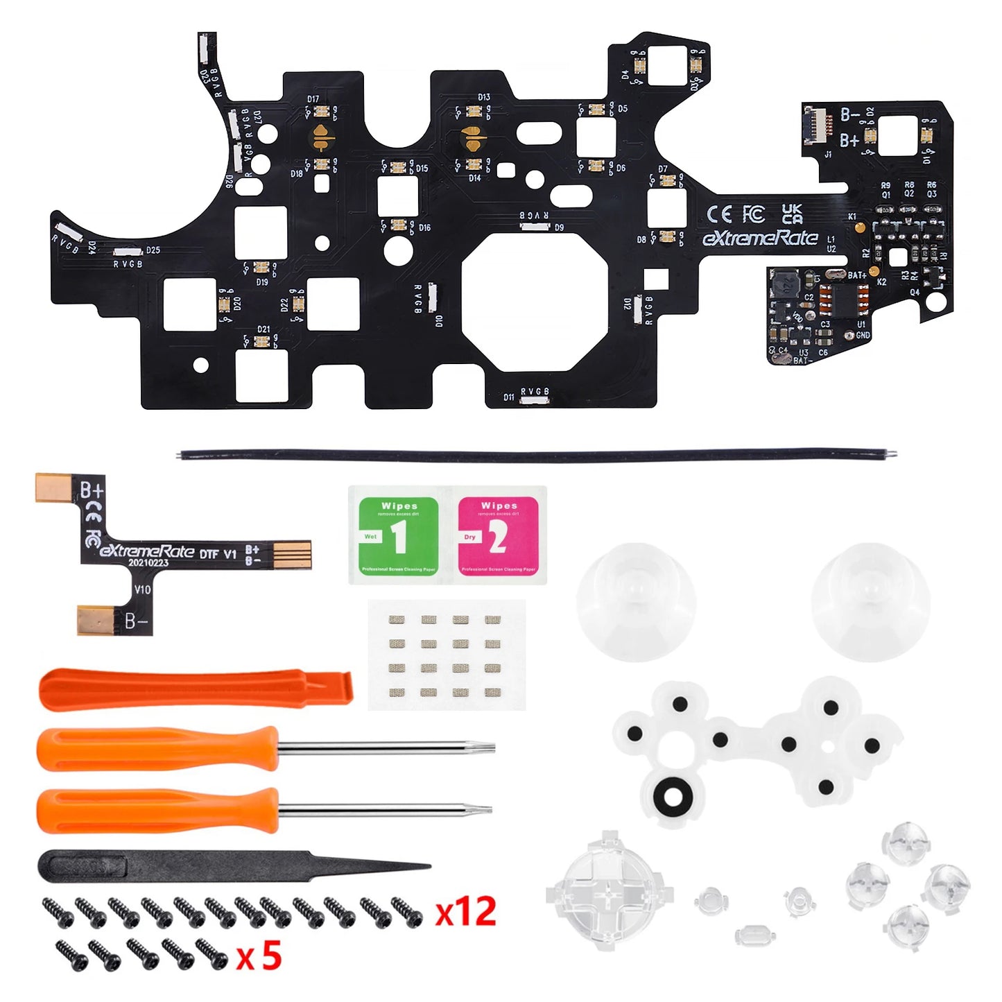 eXtremeRate Multi-Colors Luminated DTF V2 LED Kit for Xbox Series X/S Controller Model 1914, D-pad Thumbsticks Buttons