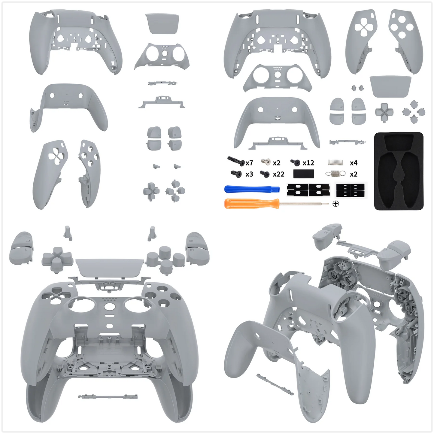 eXtremeRate Black Full Set Housing Shell with Buttons Touchpad Cover for ps5 Edge Controller - Single & Transparent Series