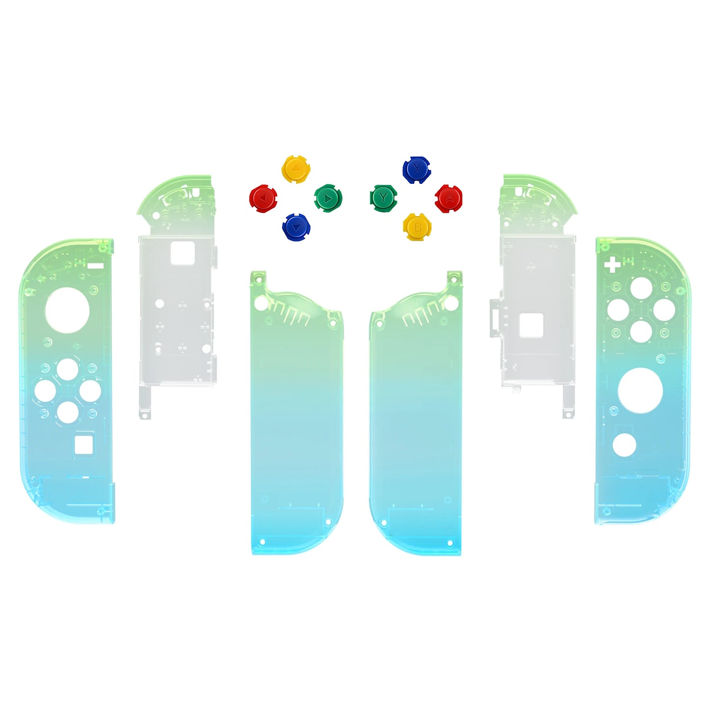 eXtremeRate DIY Replacement Shell Case for NS Switch & OLED JoyCon - Translucent Green Blue
