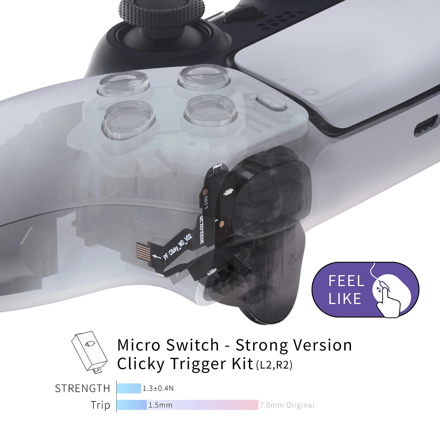eXtremeRate Micro Switch - Strong Version Clicky Hair Trigger Kit for ps5 Controller BDM-010 & BDM-020 Shoulder Buttons