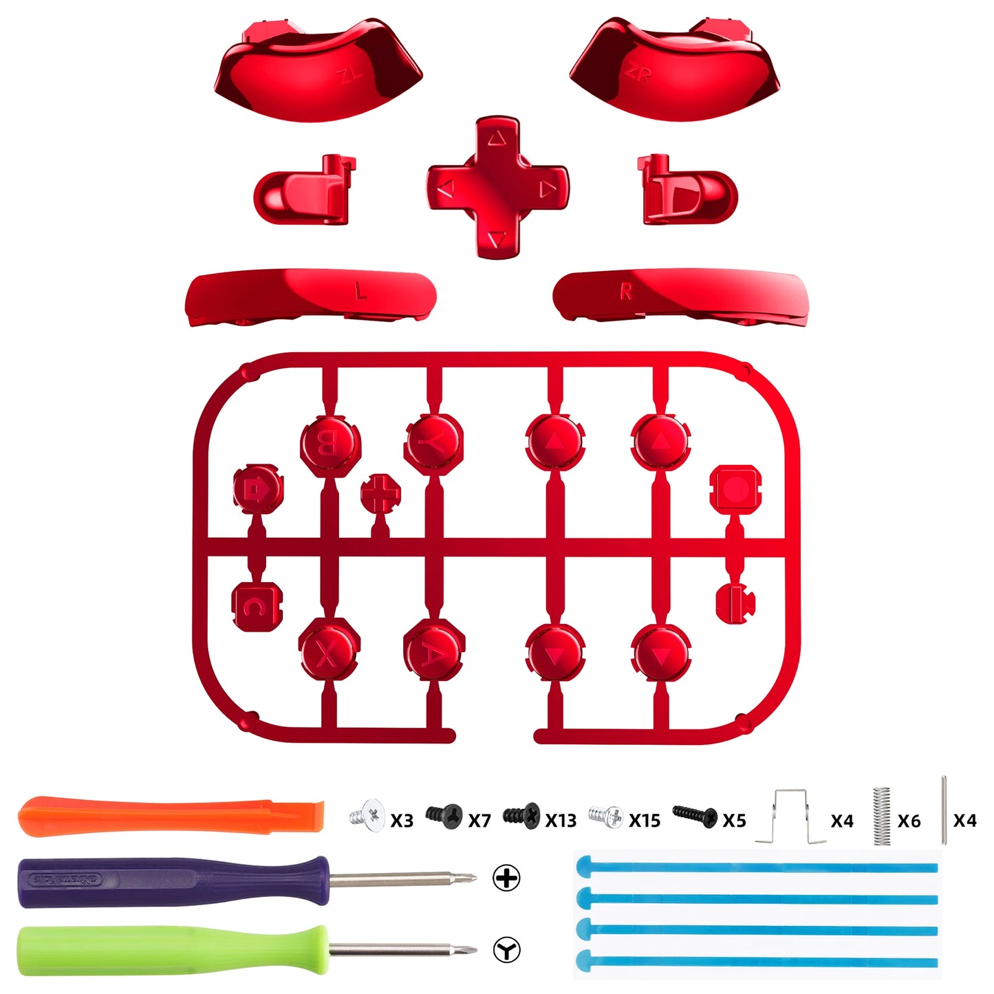 eXtremeRate DIY Replacement Chrome Full Set Buttons for Nintendo Switch 2 for Joycon 2