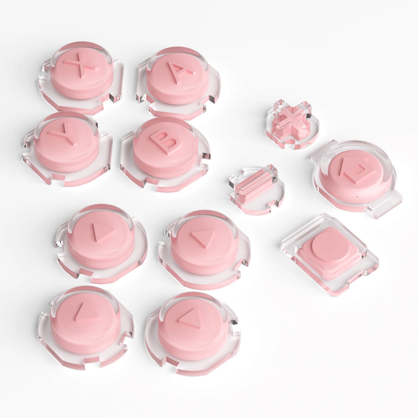eXtremeRate Replacement ABXY Direction Home Capture + - Jelly Buttons for Nintendo Switch & OLED Joycon - Pale Red