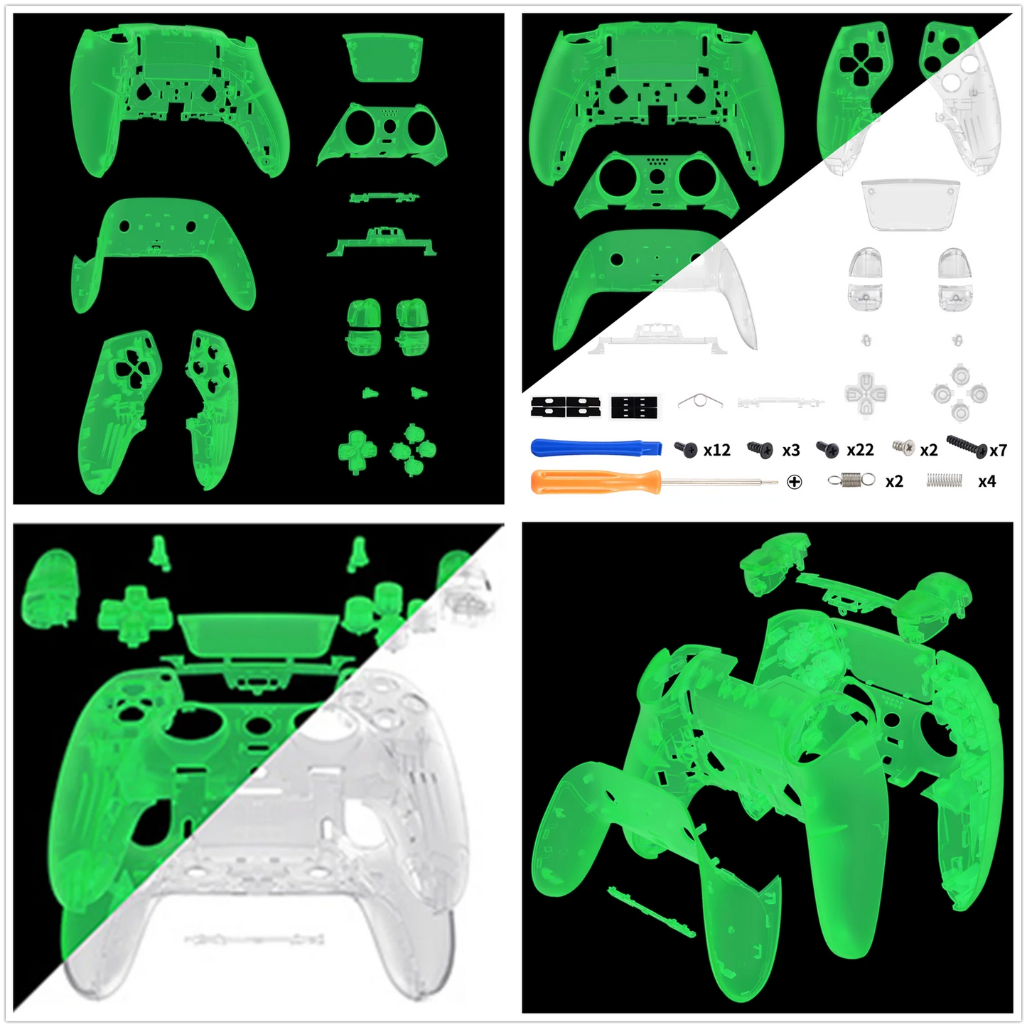 eXtremeRate Black Full Set Housing Shell with Buttons Touchpad Cover for ps5 Edge Controller - Single & Transparent Series