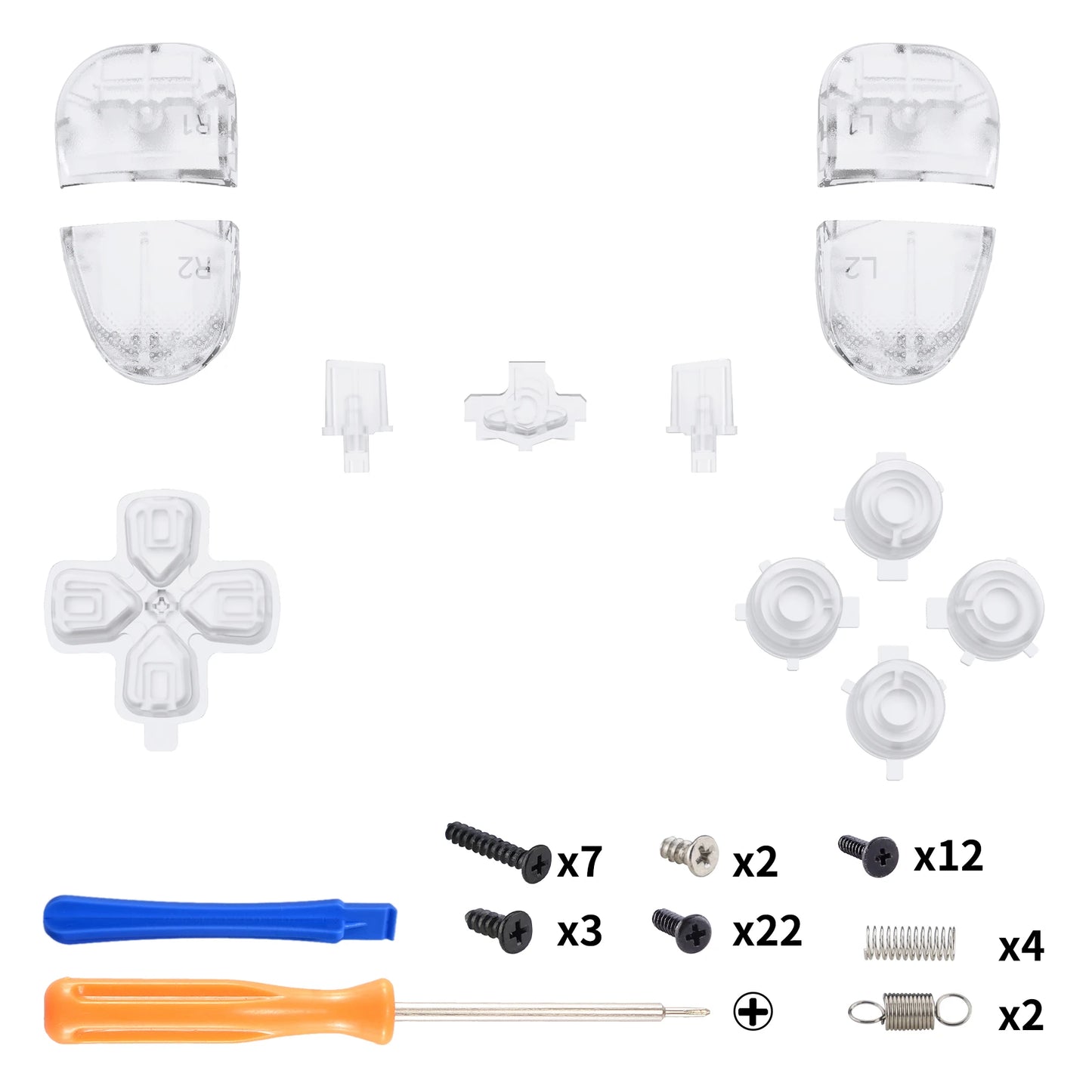eXtremeRate Replacement Clear Full Set Buttons for ps5 Edge Controller