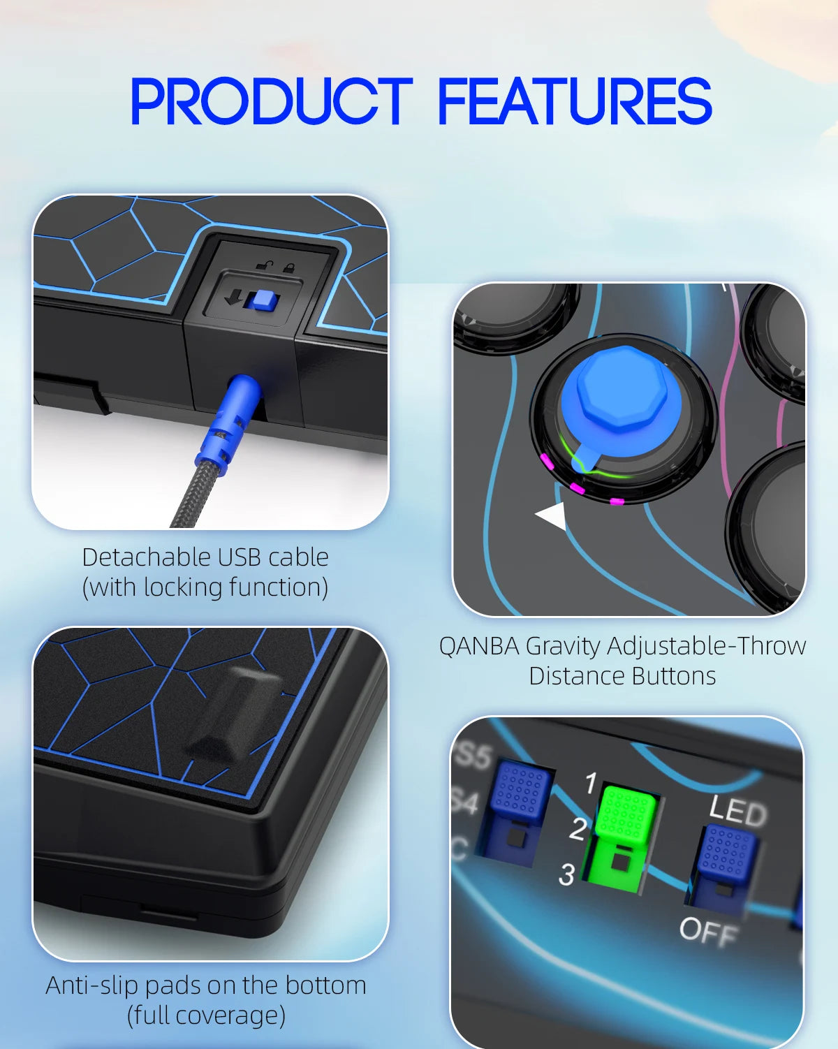 QANBA SAPPHIRE S1 Leverless Arcade Controller For PC/PS5/PS4