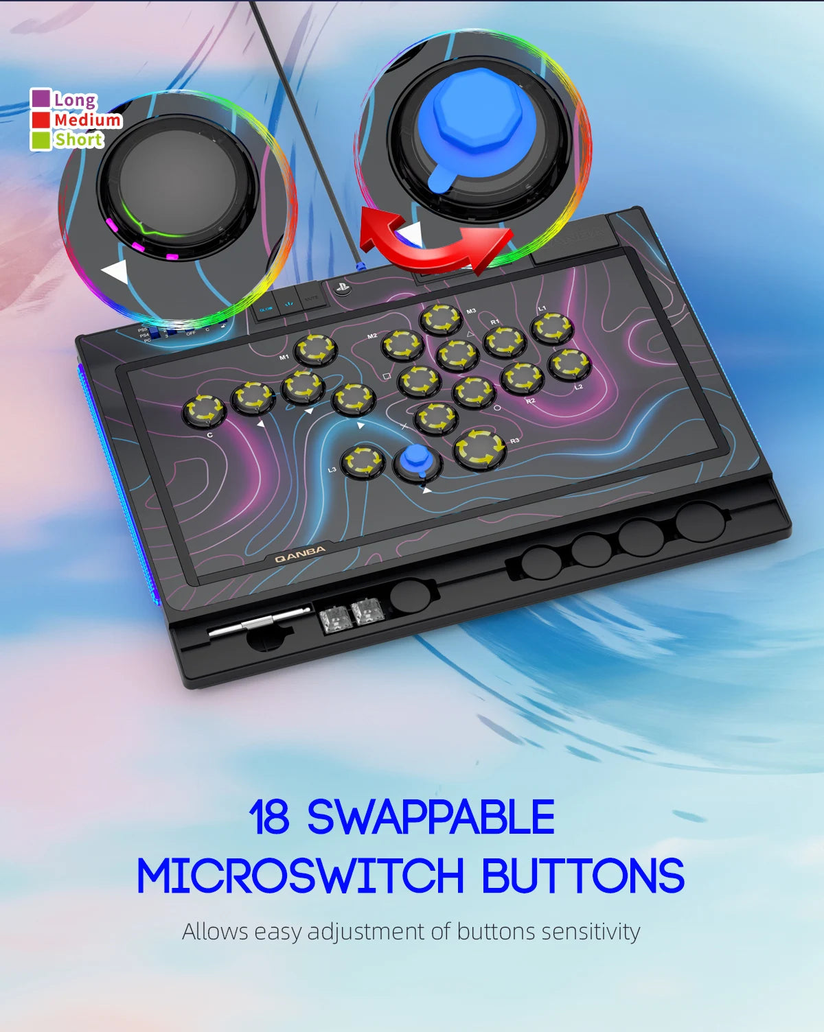 QANBA SAPPHIRE S1 Leverless Arcade Controller For PC/PS5/PS4