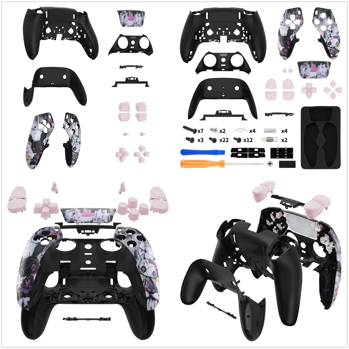 eXtremeRate Full Set Housing Shell with Buttons Touchpad Cover for ps5 Edge Controller - Patterned Series