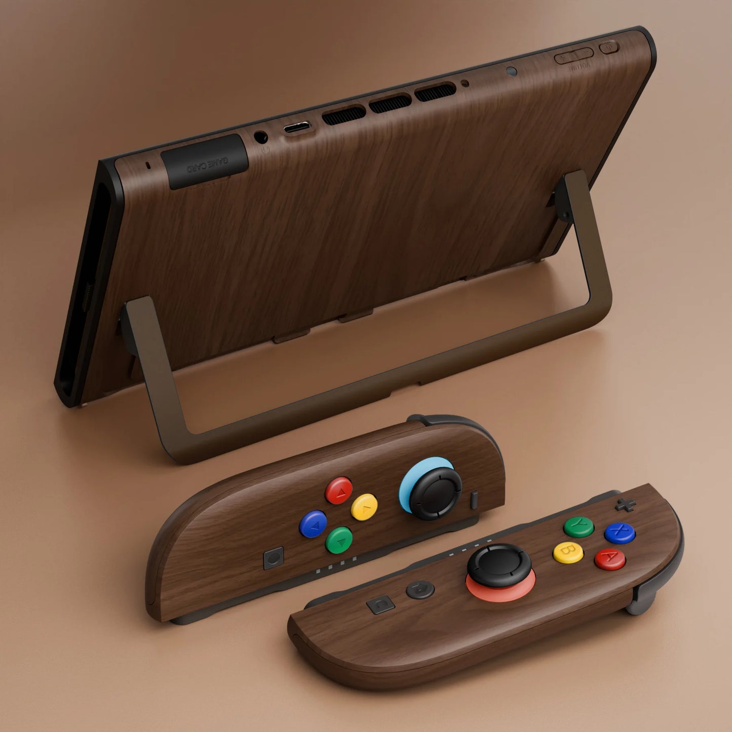 eXtremeRate DIY Replacement Shell Buttons for Nintendo Switch 2, Full Set Housing w/Buttons for Joycon 2 - Wood Grain