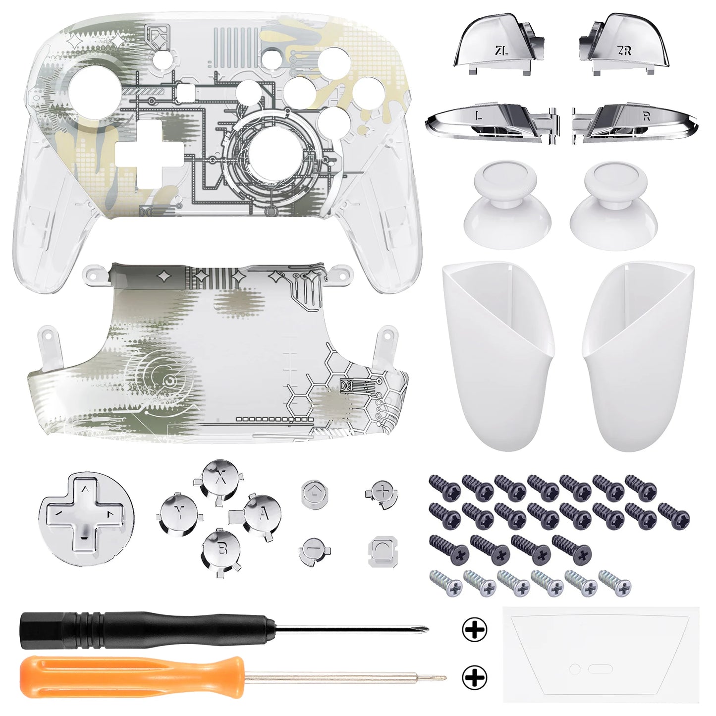 eXtremeRate Replacement Housing Shell for Nintendo Switch Pro Controller - Silver Splatter