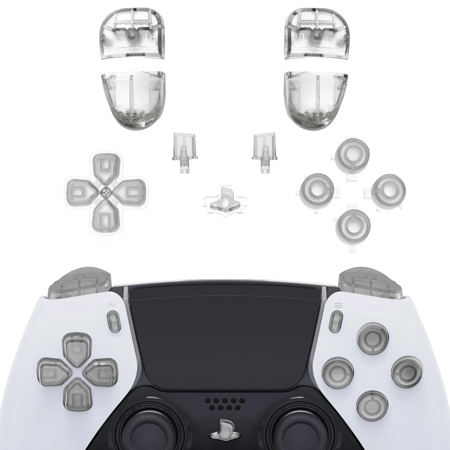 eXtremeRate Replacement Clear Full Set Buttons for ps5 Edge Controller
