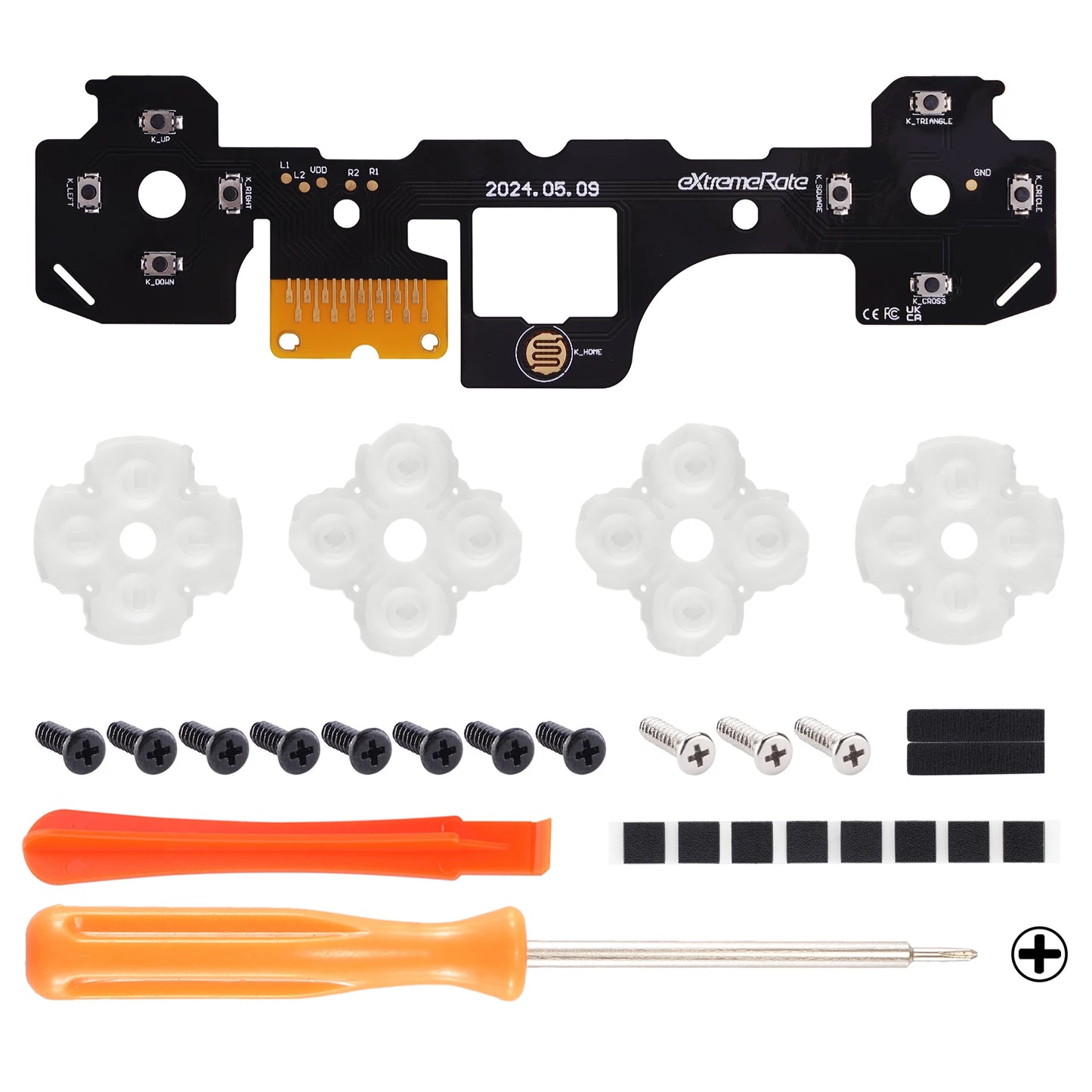 eXtremeRate Face Clicky Kit for ps5 Controller BDM-030/040/050/060, Hard Silicone Tactile Dpad Action Buttons Mouse Click Kit