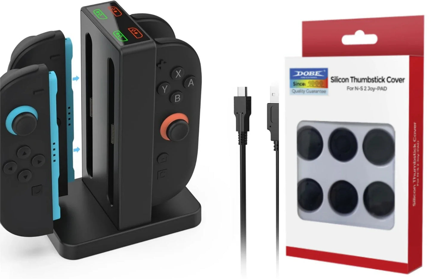 Magnetic Connection LED Indicator Charging Dock for Switch 2 JoyCons Controller Detachable Dock Station with 4 Charging Slots