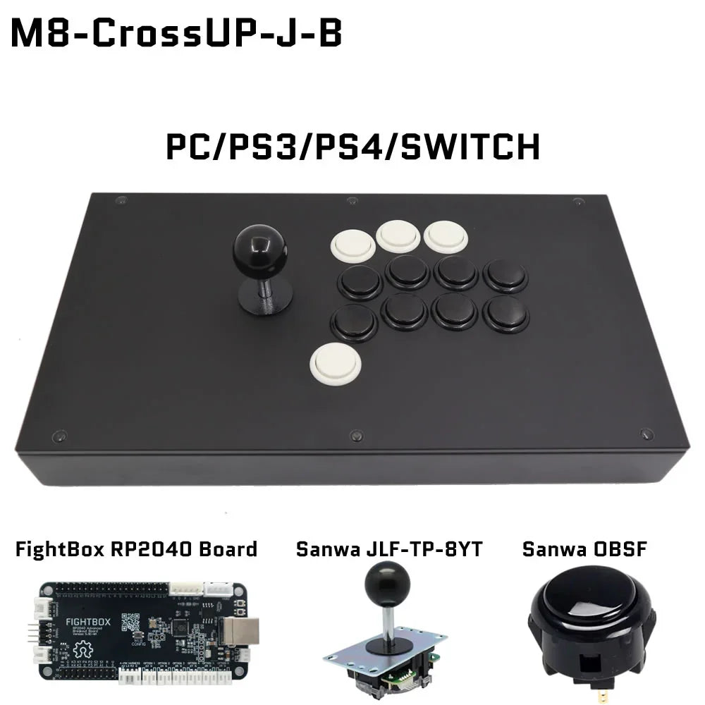 FightBox M8-CrossUP Hitbox Sanwa/Korean Joystick Arcade Game Controller for PC/PS/SWITCH