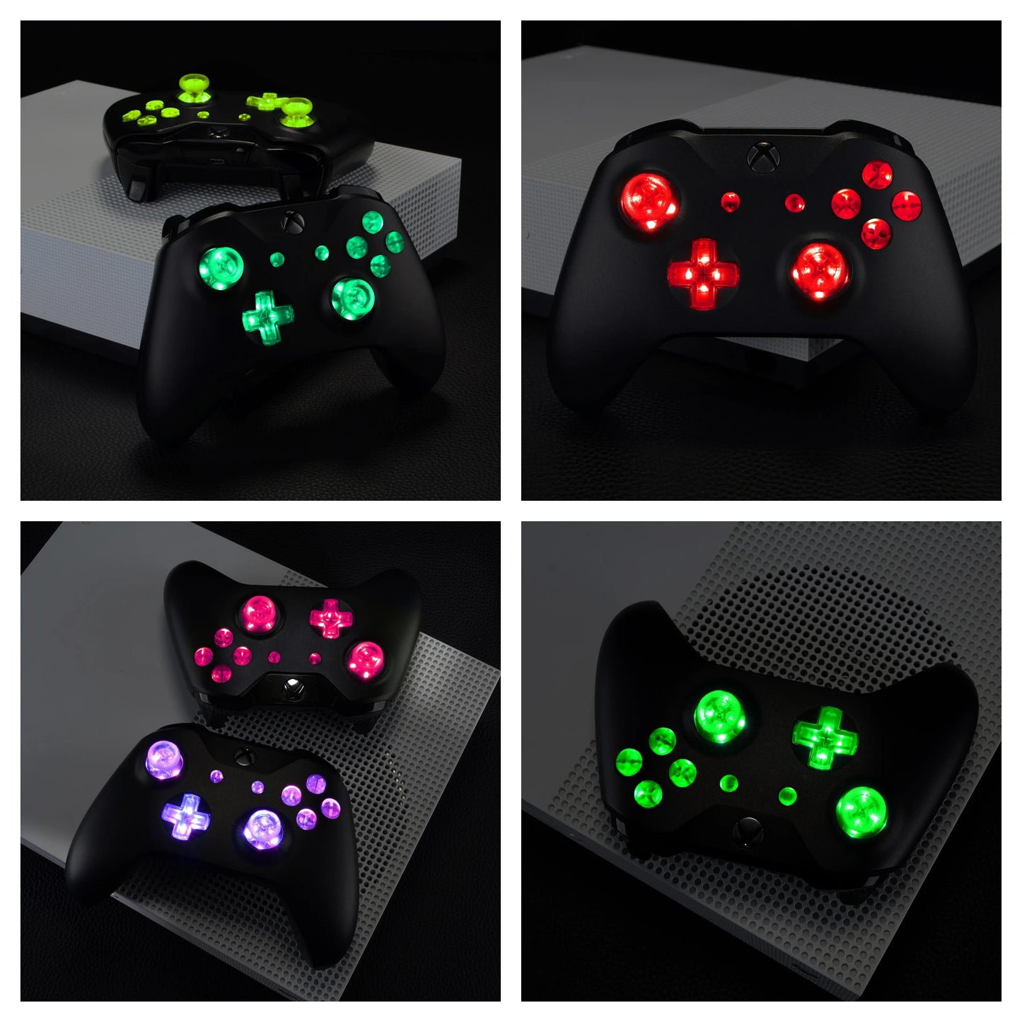 eXtremeRate Multi-Colors Luminated (DTF) LED Kit for Xbox One Standard Xbox One S / X Controller, D-pad Thumbstick ABXY Buttons
