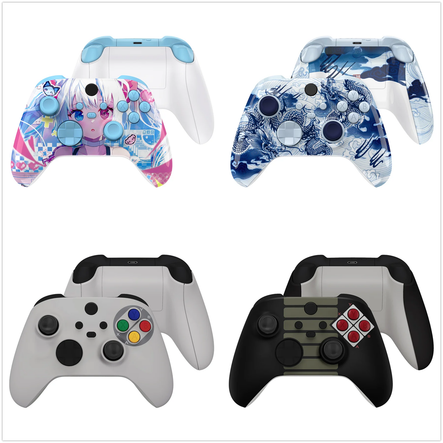 eXtremeRate Full Set Housing Shell Buttons for for Xbox Core Wireless Controller, Side Front Back Plate Cover - Easter Rabbit