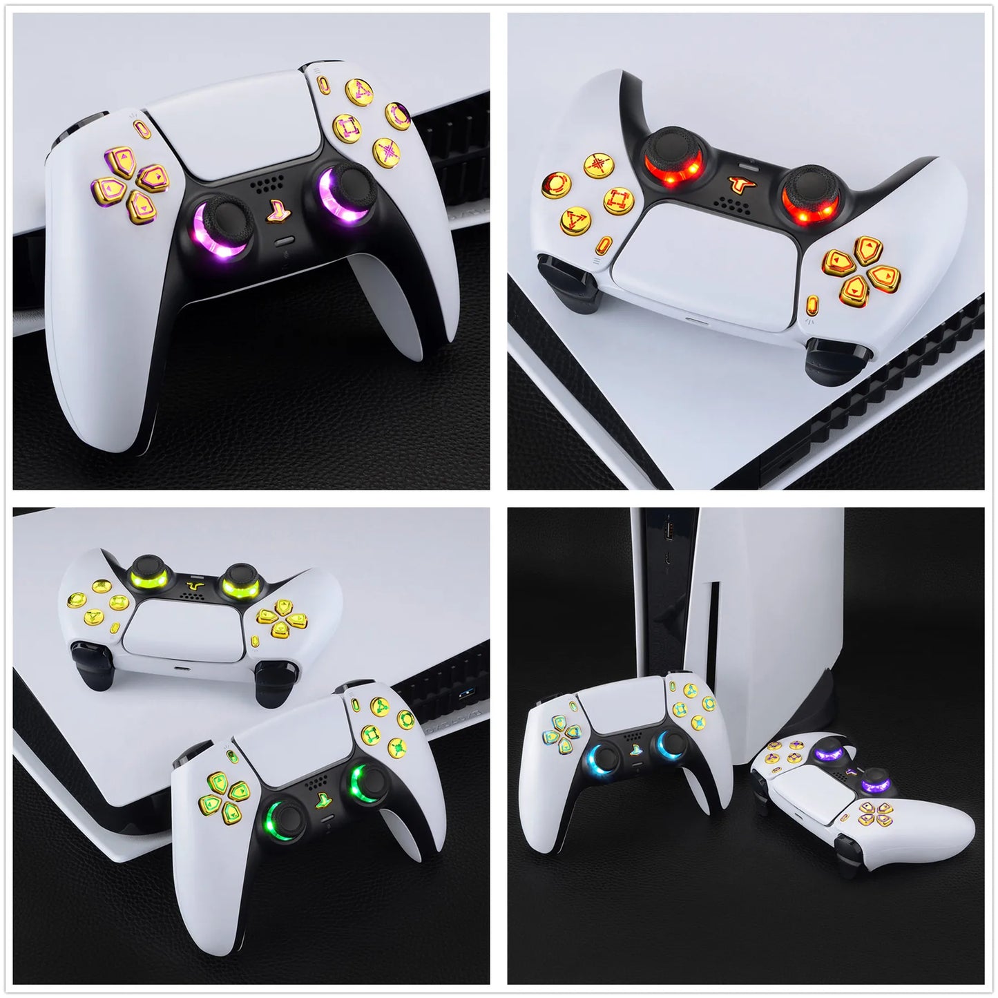 eXtremeRate 7 Colors 9 Modes Luminated Dpad Thumbsticks Share Home Face Buttons for ps5 Controller BDM-030 & BDM-040 & BDM-050