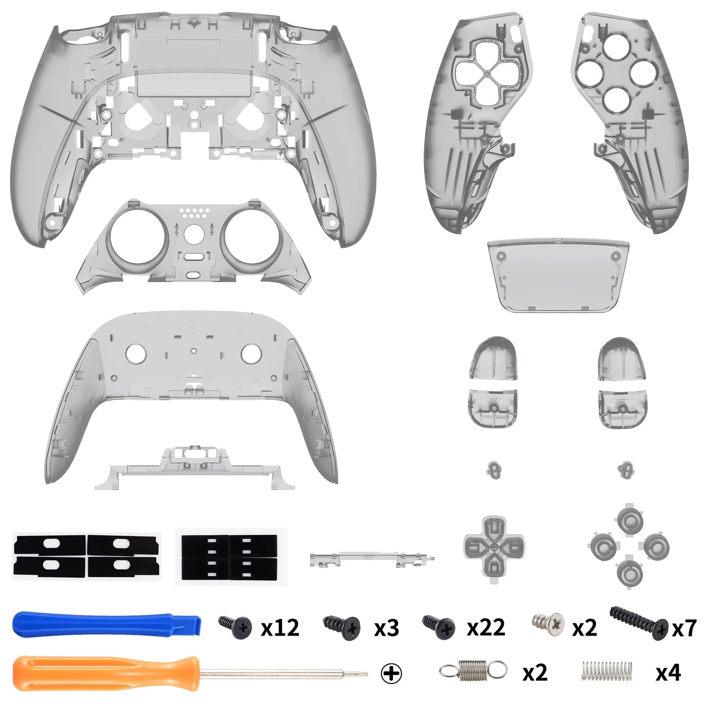 eXtremeRate Black Full Set Housing Shell with Buttons Touchpad Cover for ps5 Edge Controller - Single & Transparent Series
