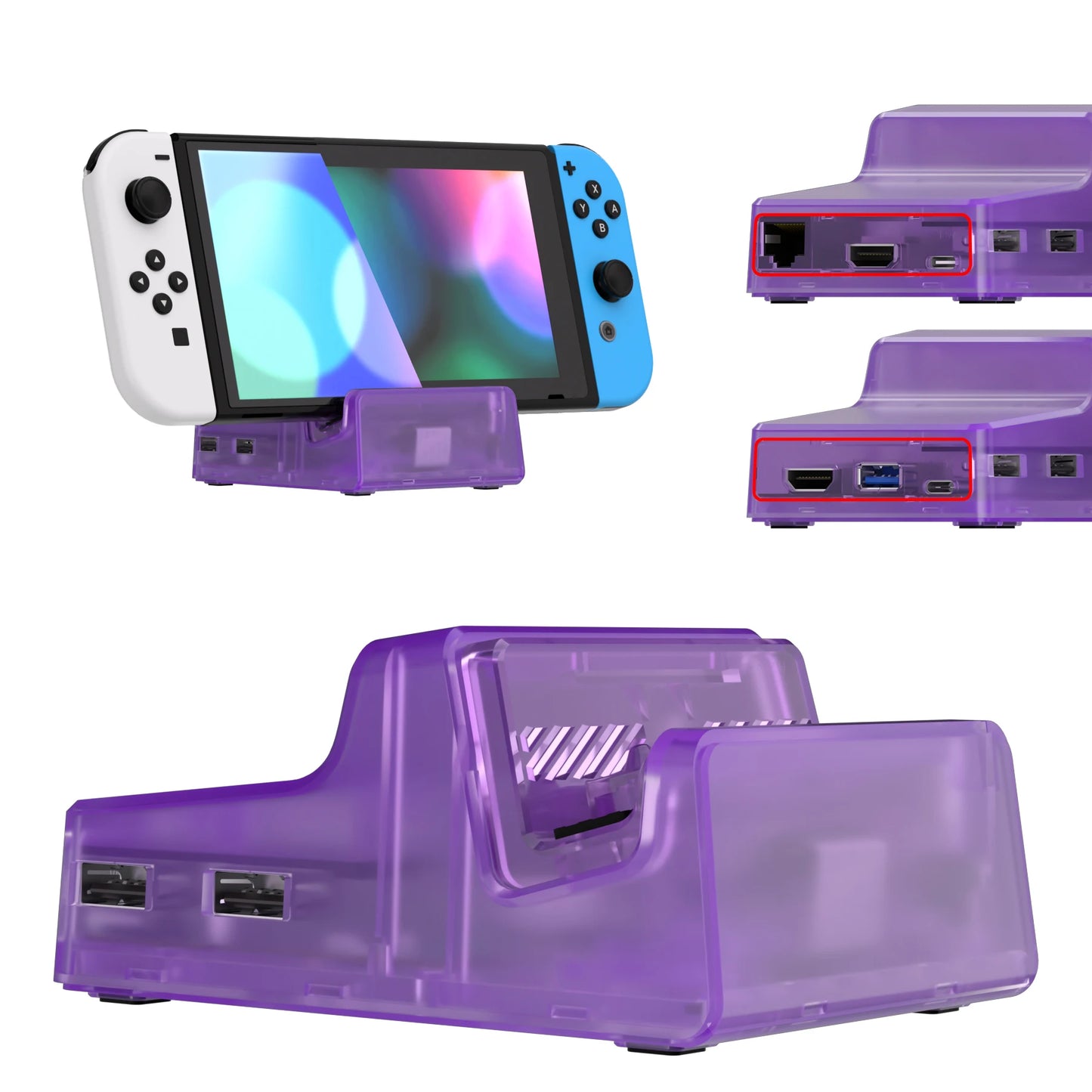 eXtremeRate AiryDocky DIY Kit Replacement Case for Nintendo Switch Dock, Portable Mini Dock Shell Cover for Nintendo Switch OLED