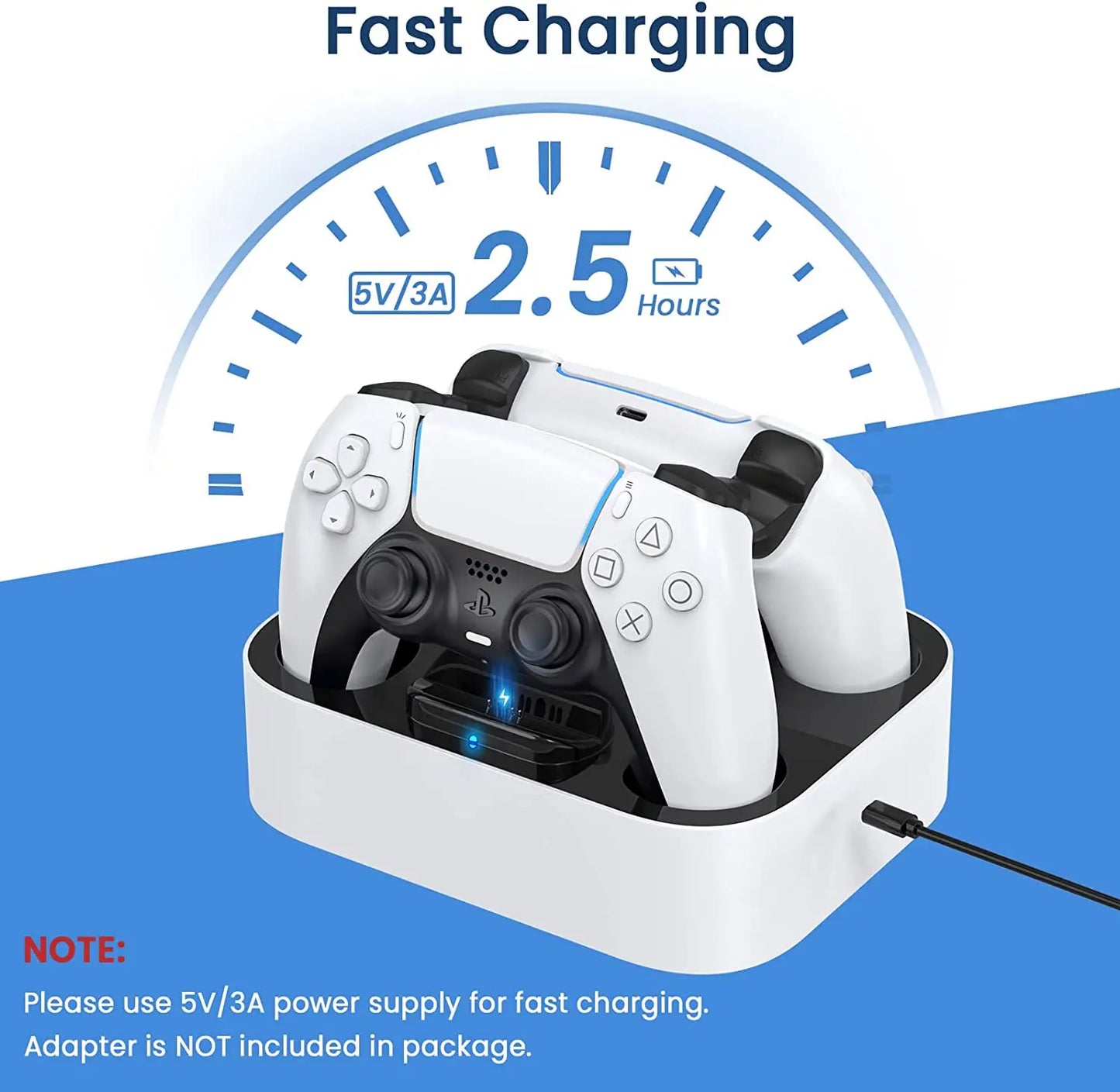 NEWDERY Controller Charger Station for PS5 Controller Fast Charging Dock