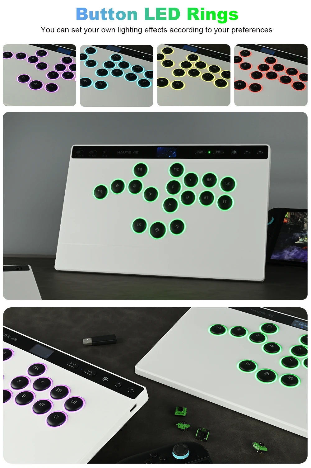 Haute42 W-P1 Wired/2.4G Wireless Hitbox Leverless Controller For PC/PS5/Switch