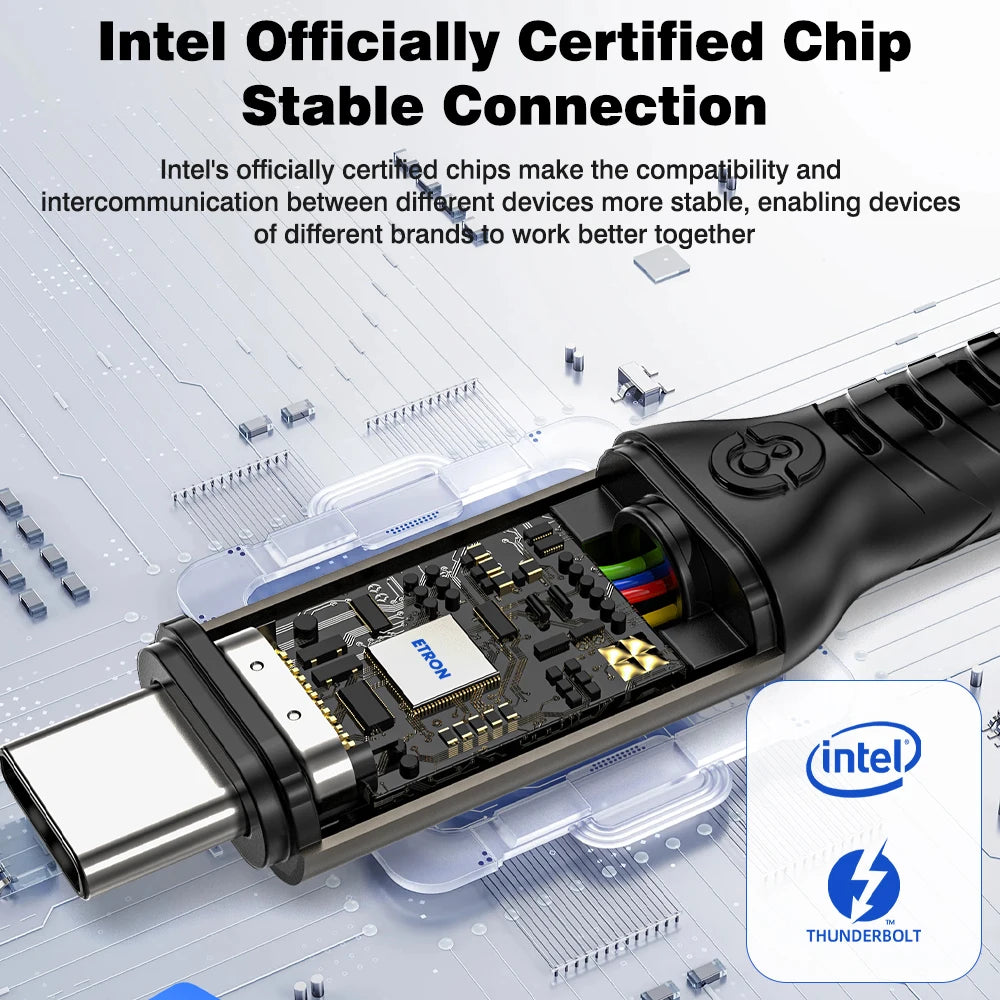 UGOURD 80Gbps Thunderbolt 5 Cable Certified Chip USB-C 20Gbps 240W 16K