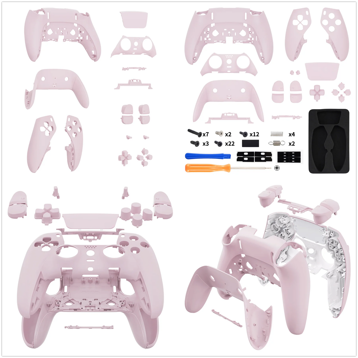 eXtremeRate Black Full Set Housing Shell with Buttons Touchpad Cover for ps5 Edge Controller - Single & Transparent Series