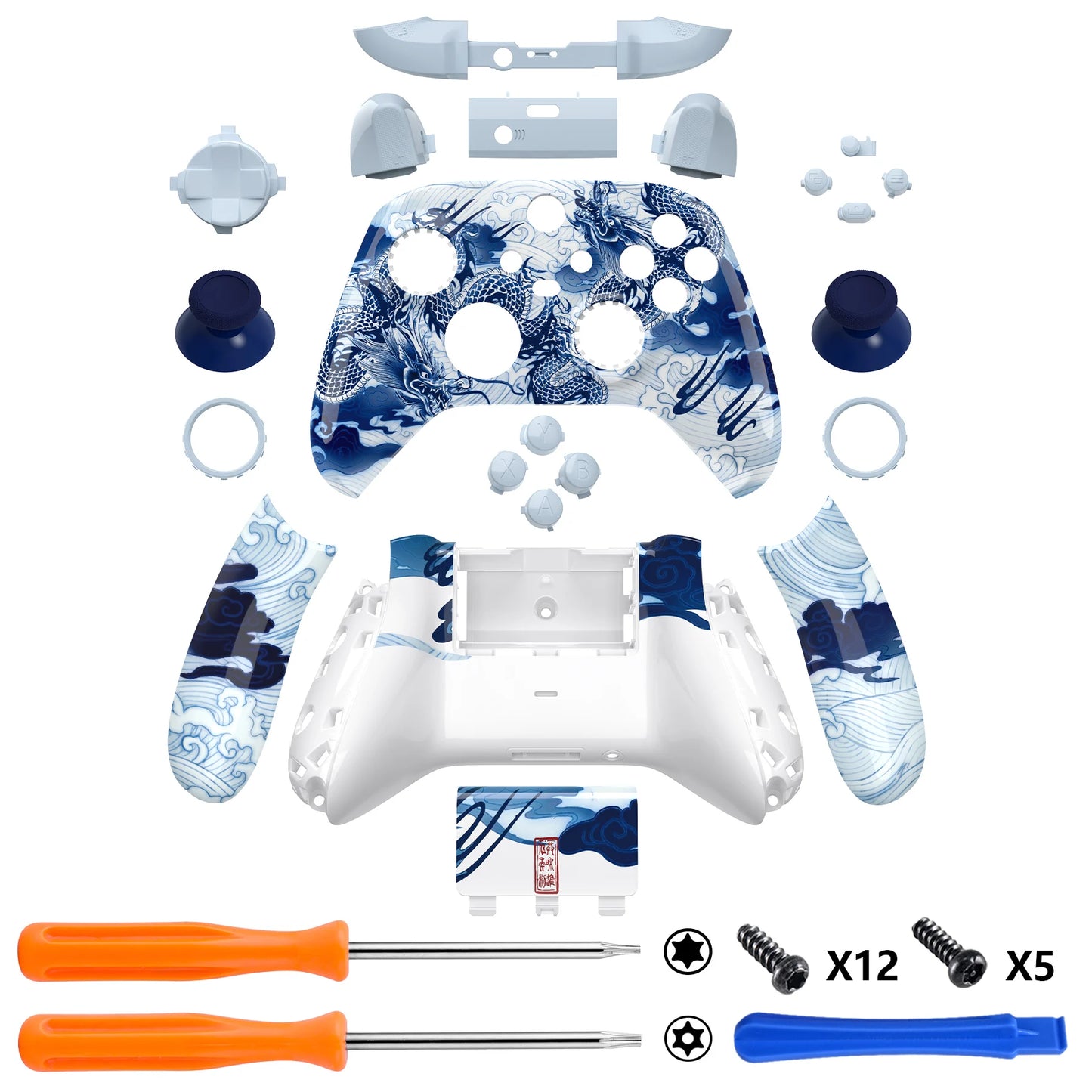 eXtremeRate Full Set Housing Shell Buttons for for Xbox Core Wireless Controller, Side Front Back Plate Cover - Easter Rabbit