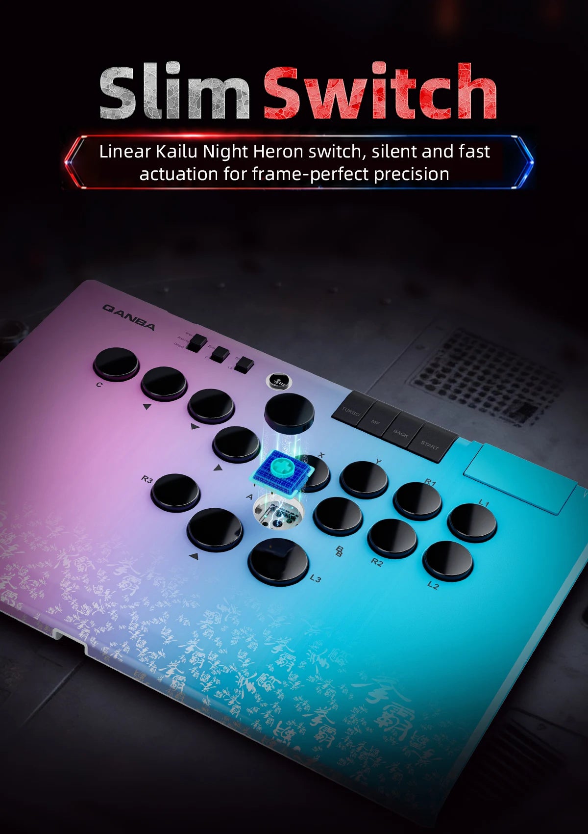 Qanba Ruby Wireless  Leverless Gaming Controller For PC/Steam/Android