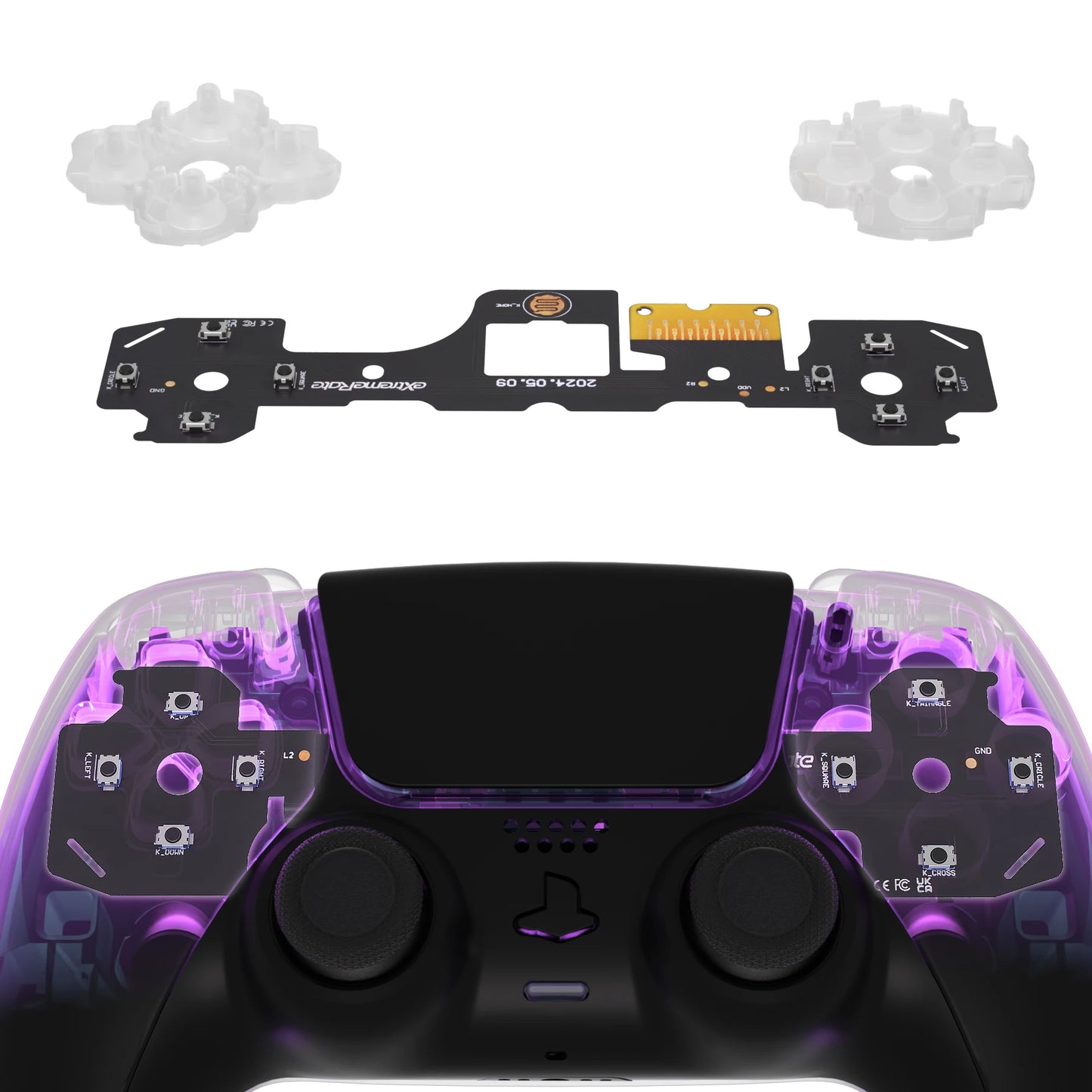 eXtremeRate Face Clicky Kit for ps5 Controller BDM-030/040/050/060, Hard Silicone Tactile Dpad Action Buttons Mouse Click Kit