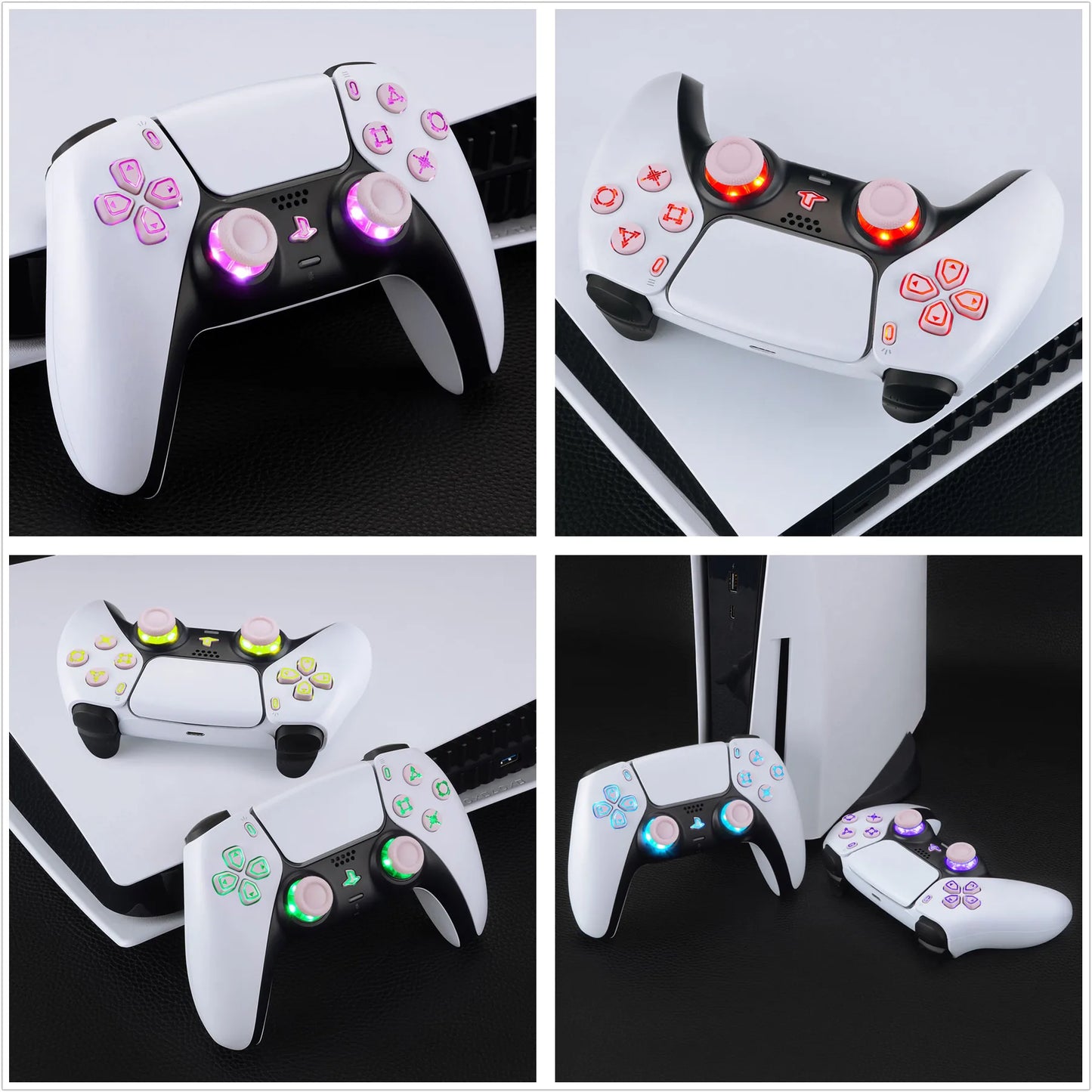 eXtremeRate 7 Colors 9 Modes Luminated Dpad Thumbsticks Share Home Face Buttons for ps5 Controller BDM-030 & BDM-040 & BDM-050