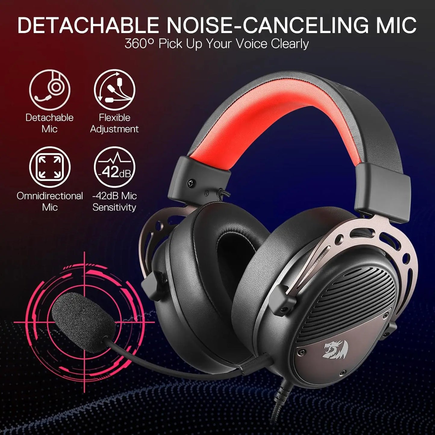 Redragon H730 Wired Noise-Cancelling Microphone Gaming Headset