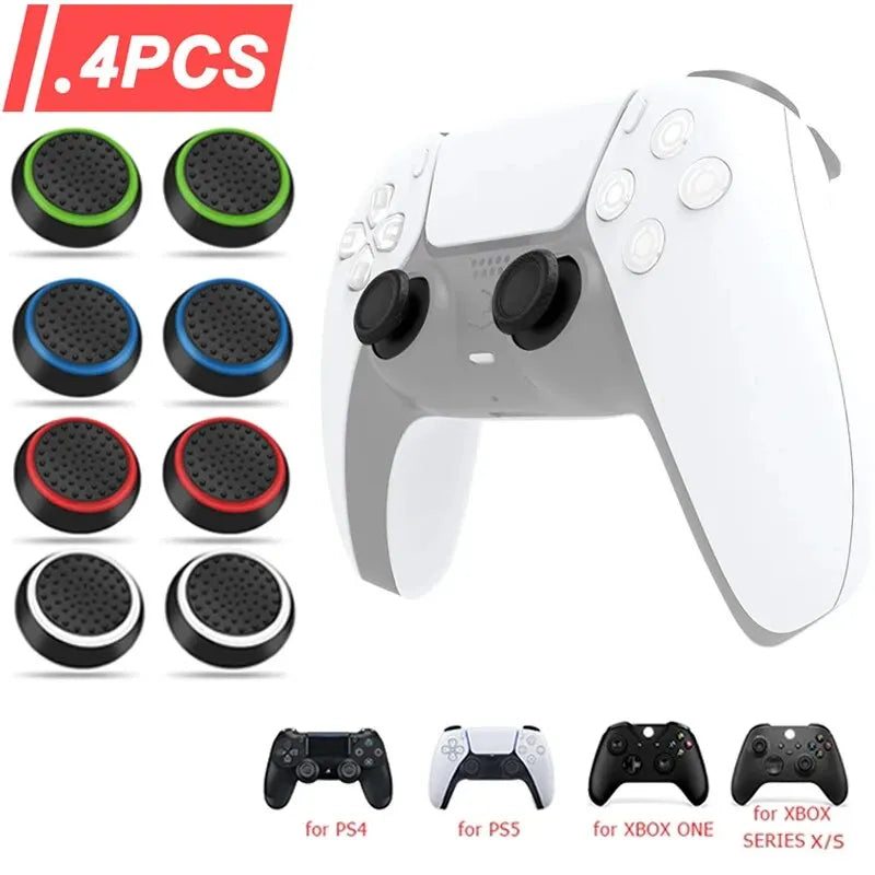4Pcs Silicone Gel Thumb Grips Cover For Sony PS5/PS4/PS3 For XBOX One Series X/S & Switch