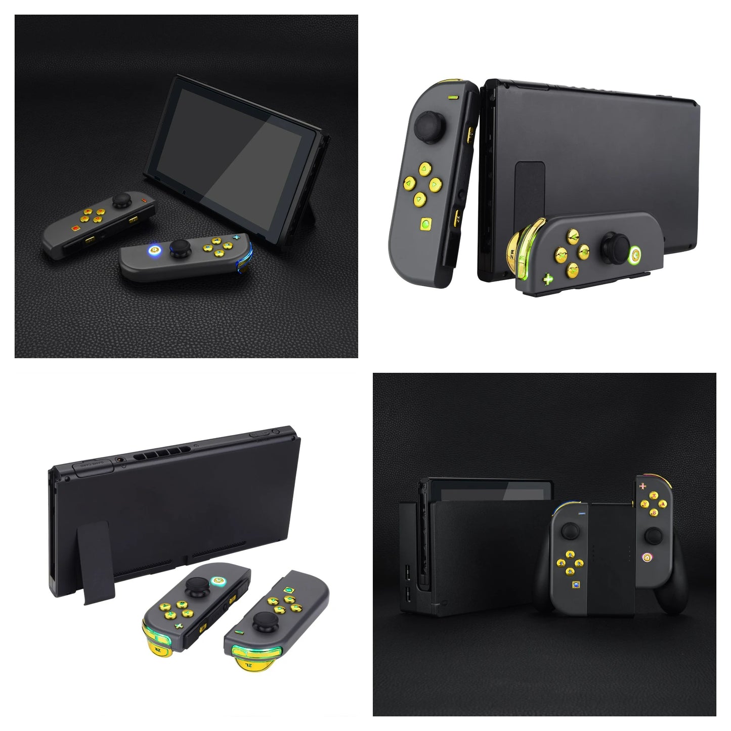 eXtremeRate 7 Colors 9 Modes DFS LED Kit Multi-Colors Luminated Classical Symbols Face Buttons for NS Switch & OLED JoyCon