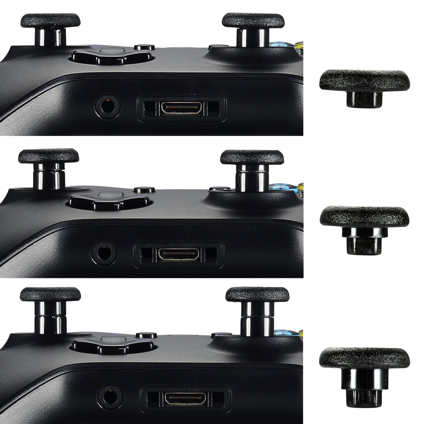 eXtremeRate Black Removable Analog Sticks Thumbsticks Swap for Xbox One Elite for PS4 Controller