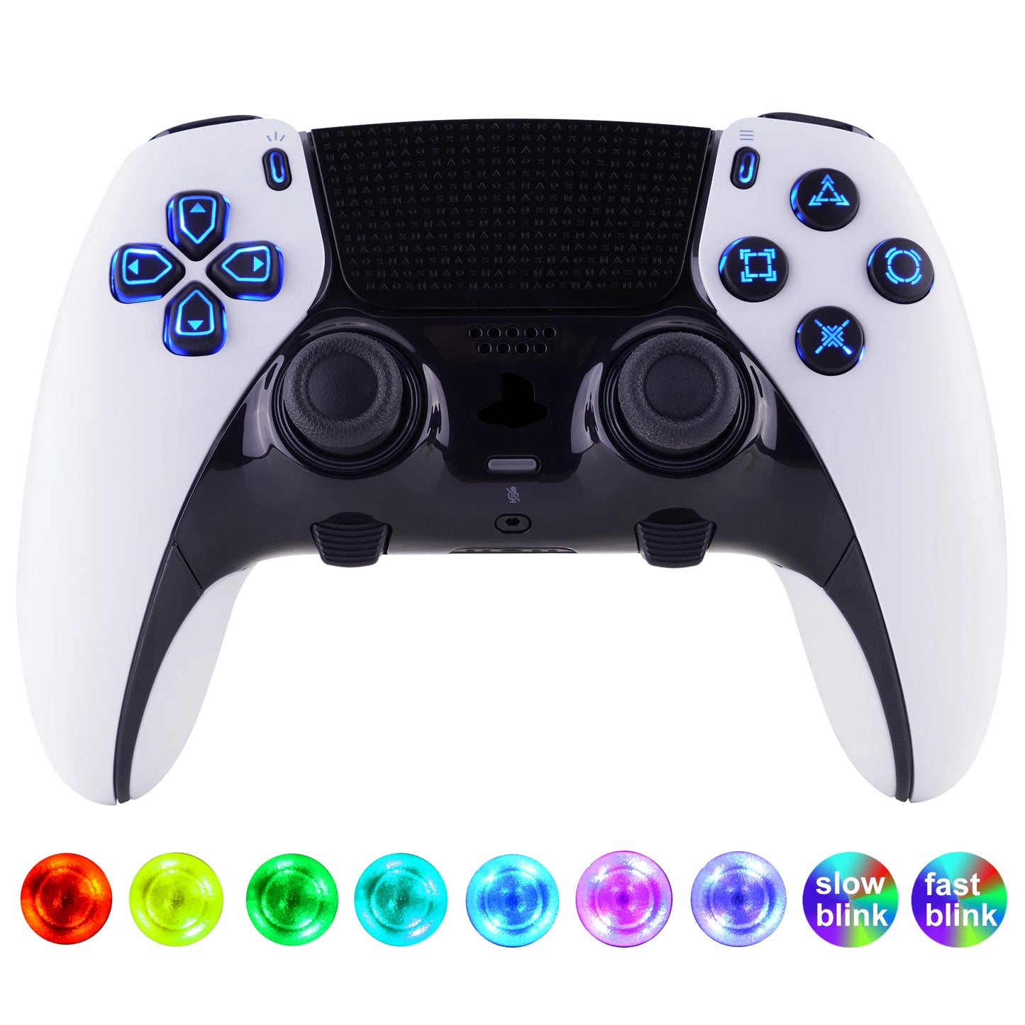 eXtremeRate Multi-Colors RGB Luminated D-pad Action Create Option Home Face Buttons D&F LED Kit for ps5 Edge Controller