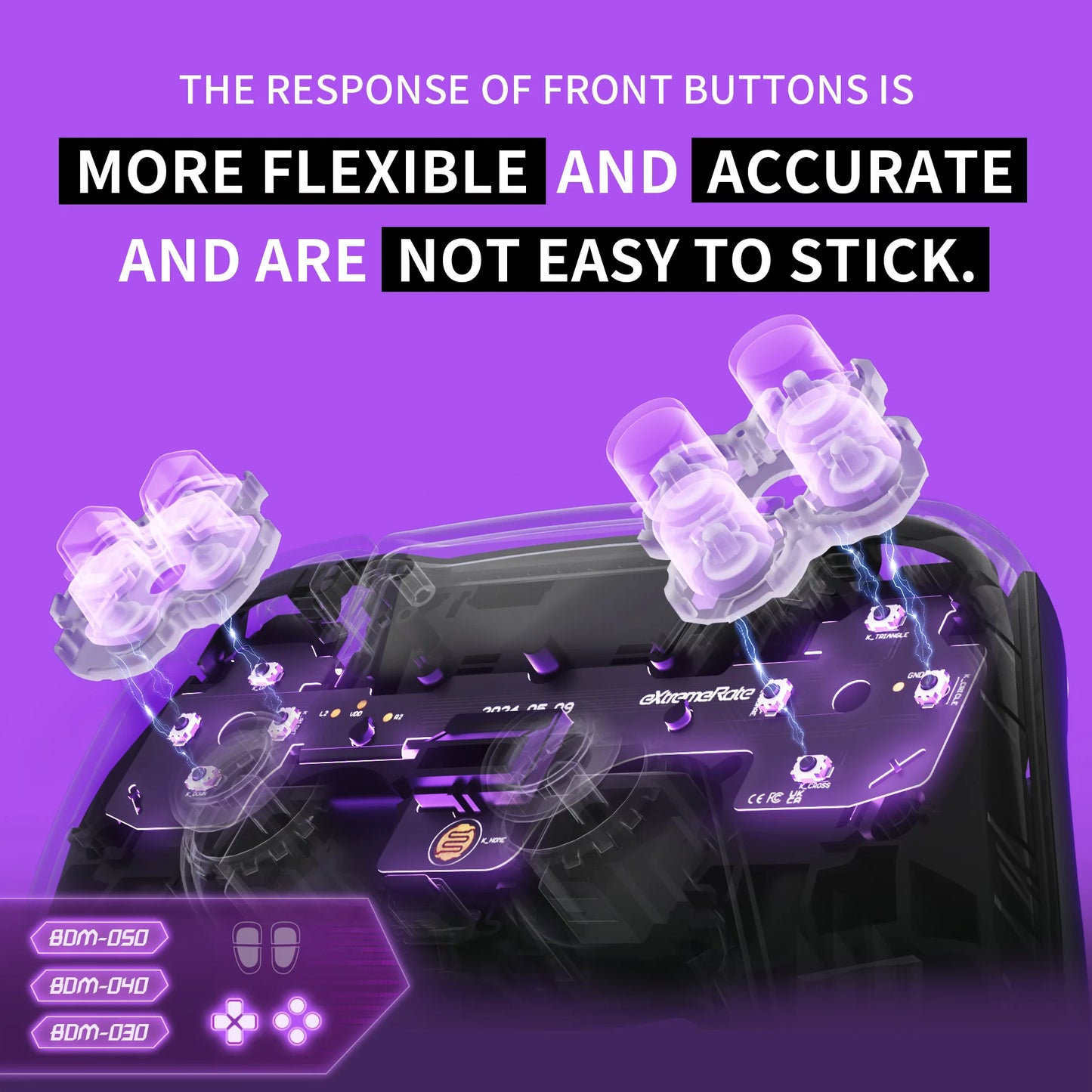 eXtremeRate Face Clicky Kit for ps5 Controller BDM-030/040/050/060, Hard Silicone Tactile Dpad Action Buttons Mouse Click Kit