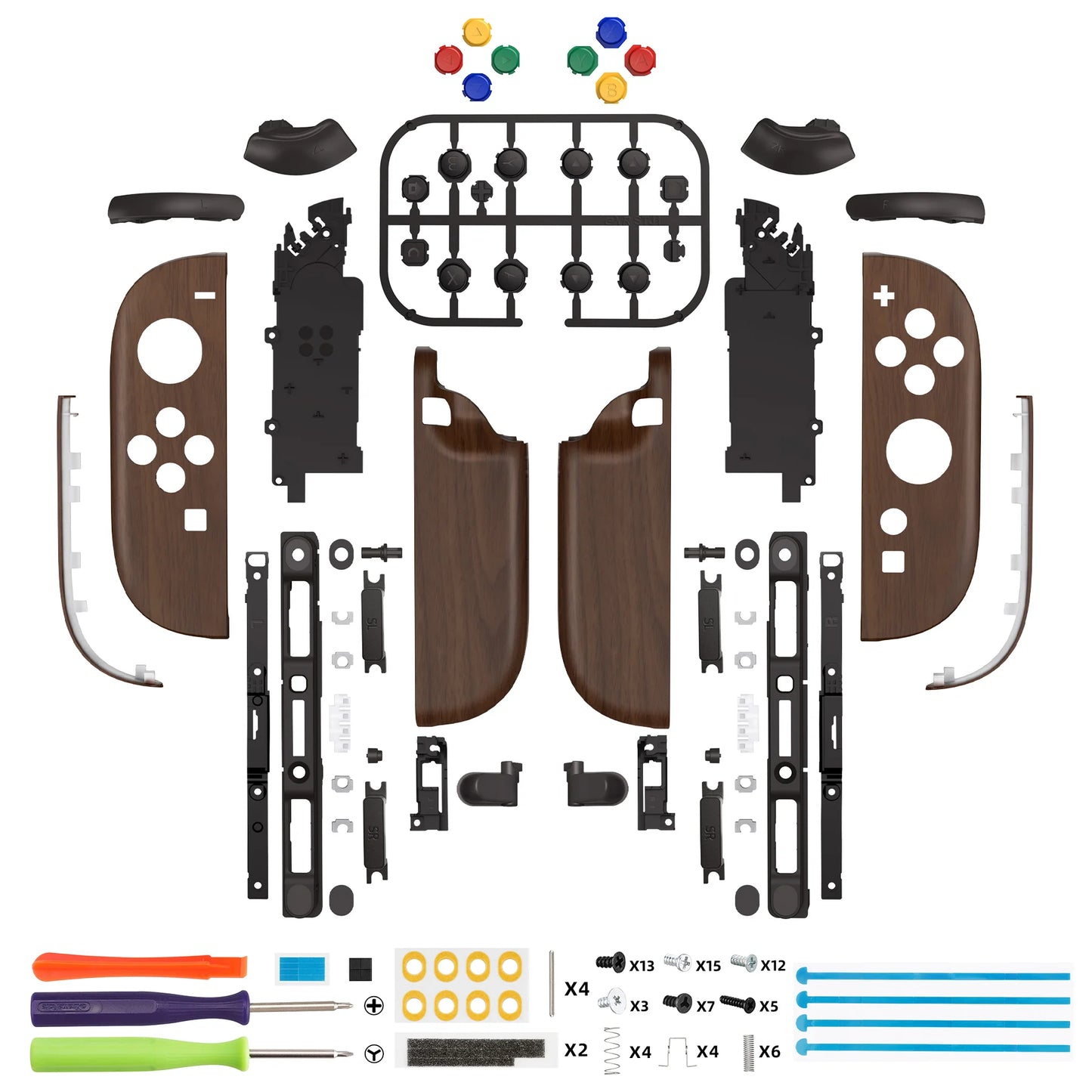 eXtremeRate DIY Replacement Housing Case Buttons with Tools for Joycon 2, for Nintendo Switch 2 - Wood Grain