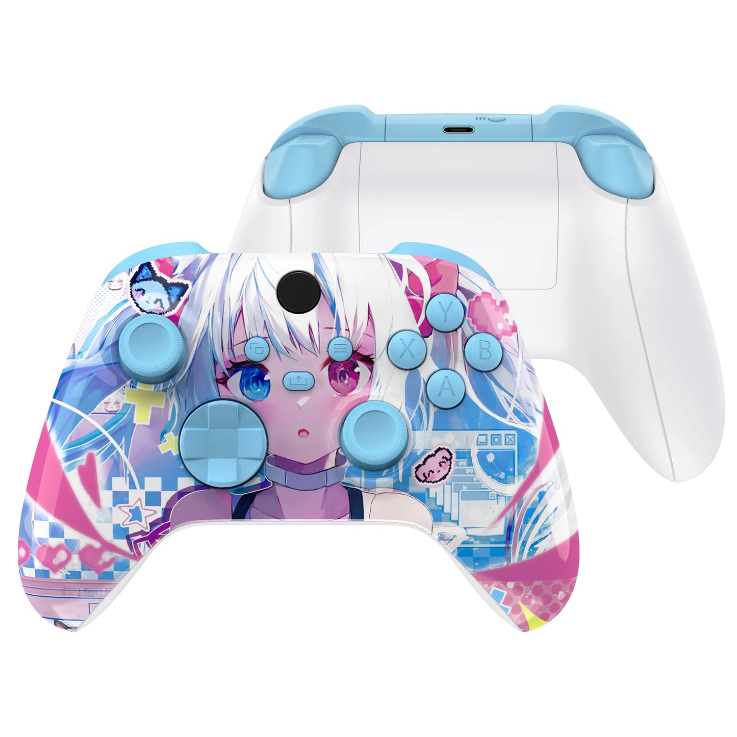 eXtremeRate Full Set Housing Shell Buttons for for Xbox Core Wireless Controller, Side Front Back Plate Cover - Easter Rabbit