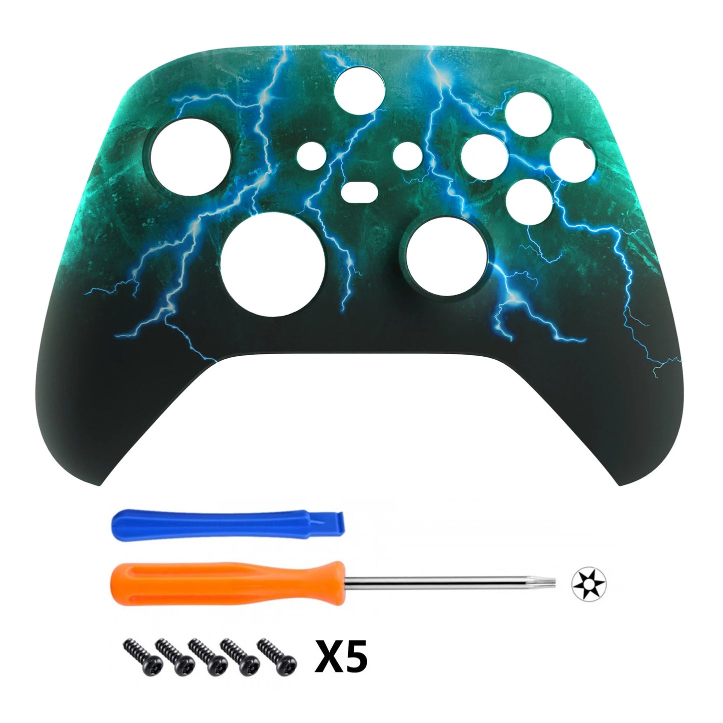 eXtremeRate Replacement Front Housing Shell for Xbox Series X & S Controller - Green Storm Thunder
