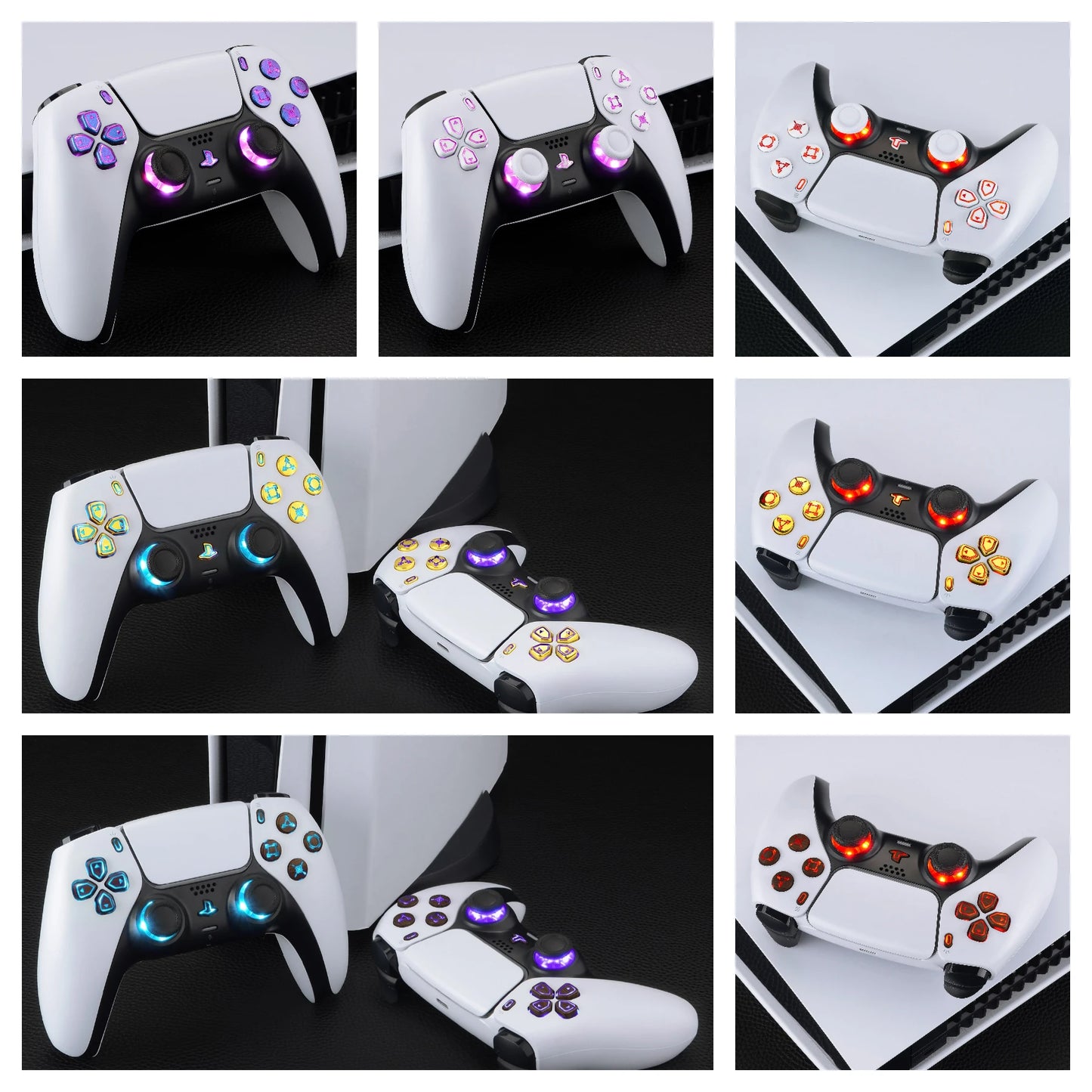 eXtremeRate 7 Colors 9 Modes Luminated Dpad Thumbsticks Share Home Face Buttons for ps5 Controller BDM-030 & BDM-040 & BDM-050