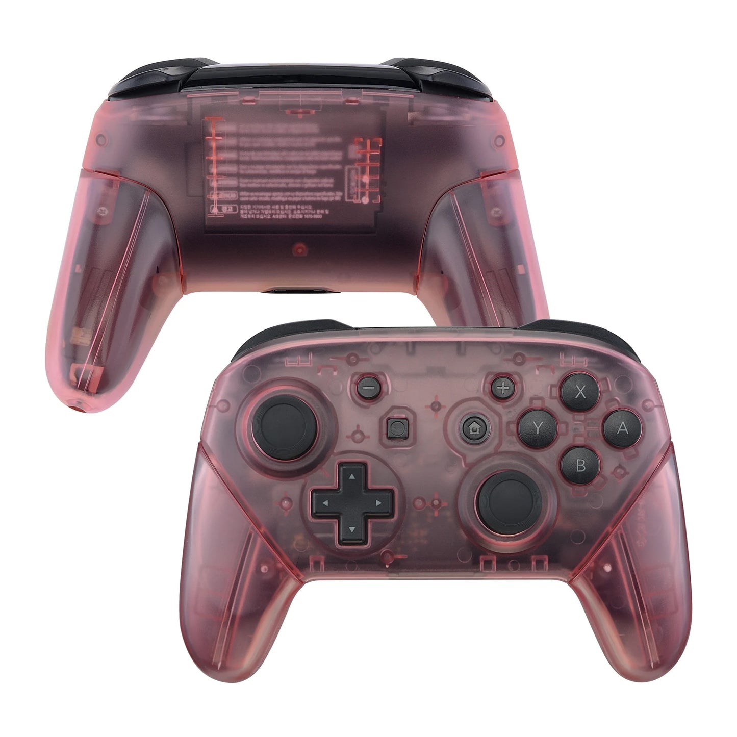 eXtremeRate Full Set Housing for NS Switch Pro Controller, Faceplate Backplate with Handles - Transparent & Single Seires