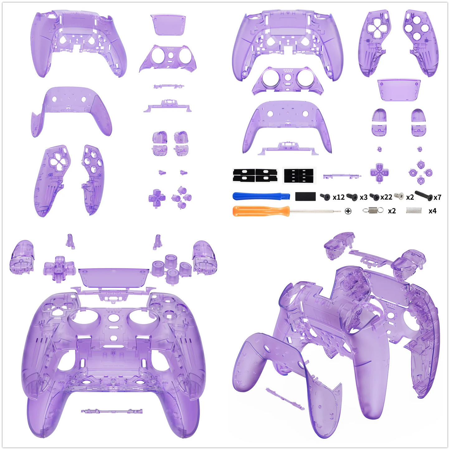 eXtremeRate Black Full Set Housing Shell with Buttons Touchpad Cover for ps5 Edge Controller - Single & Transparent Series