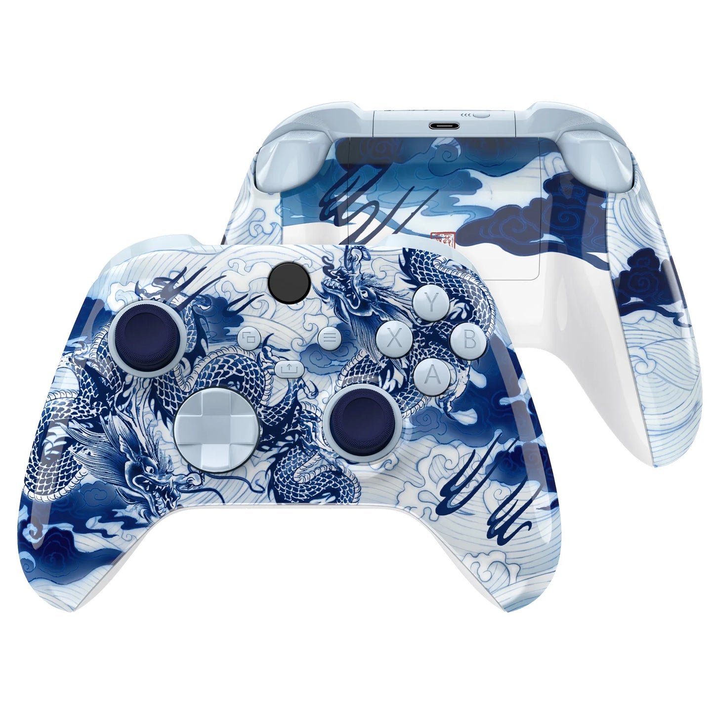 eXtremeRate Full Set Housing Shell Buttons for for Xbox Core Wireless Controller, Side Front Back Plate Cover - Easter Rabbit