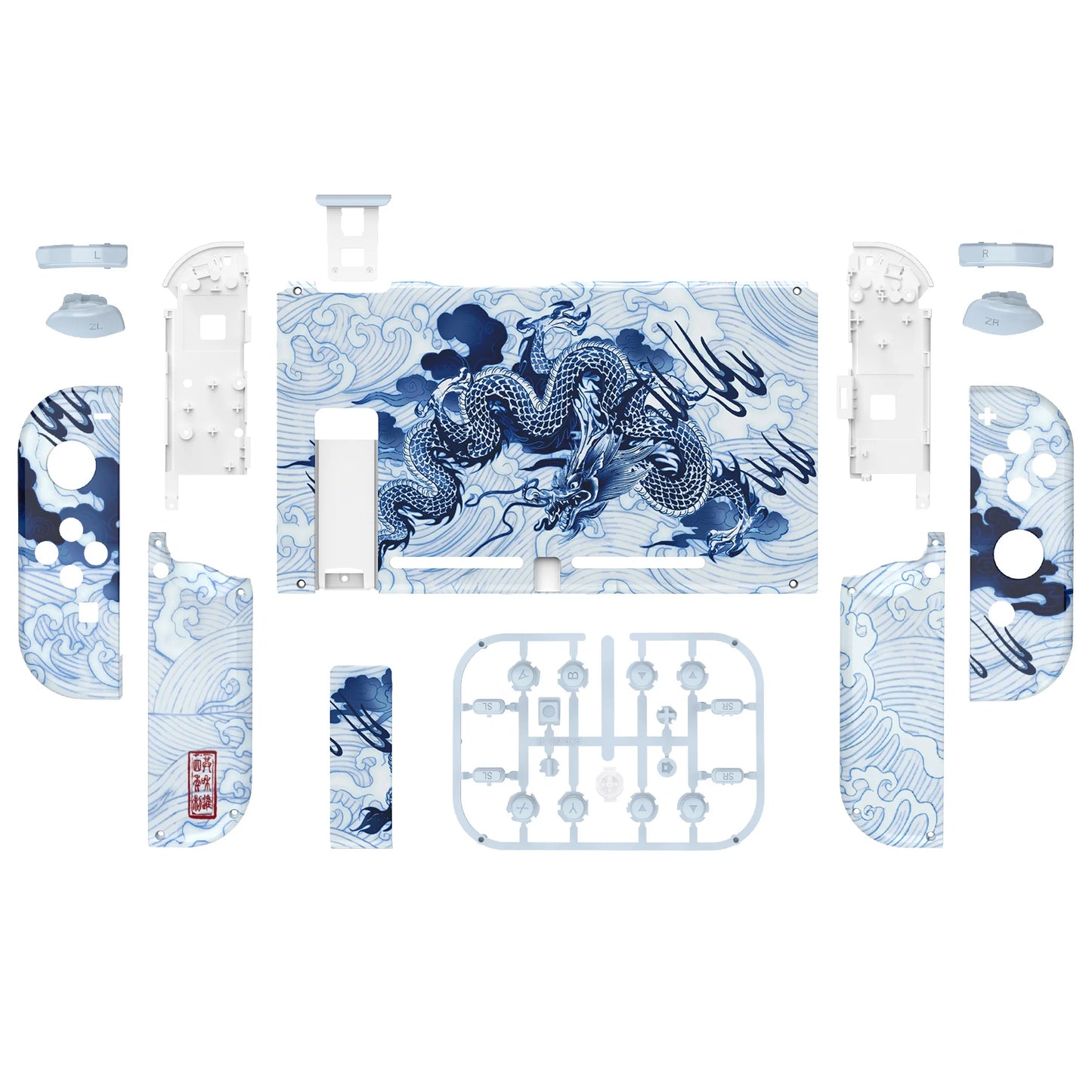 eXtremeRate Custom Patterned Console Back Plate Housing Shell with Full Set Buttons for Nintendo Switch